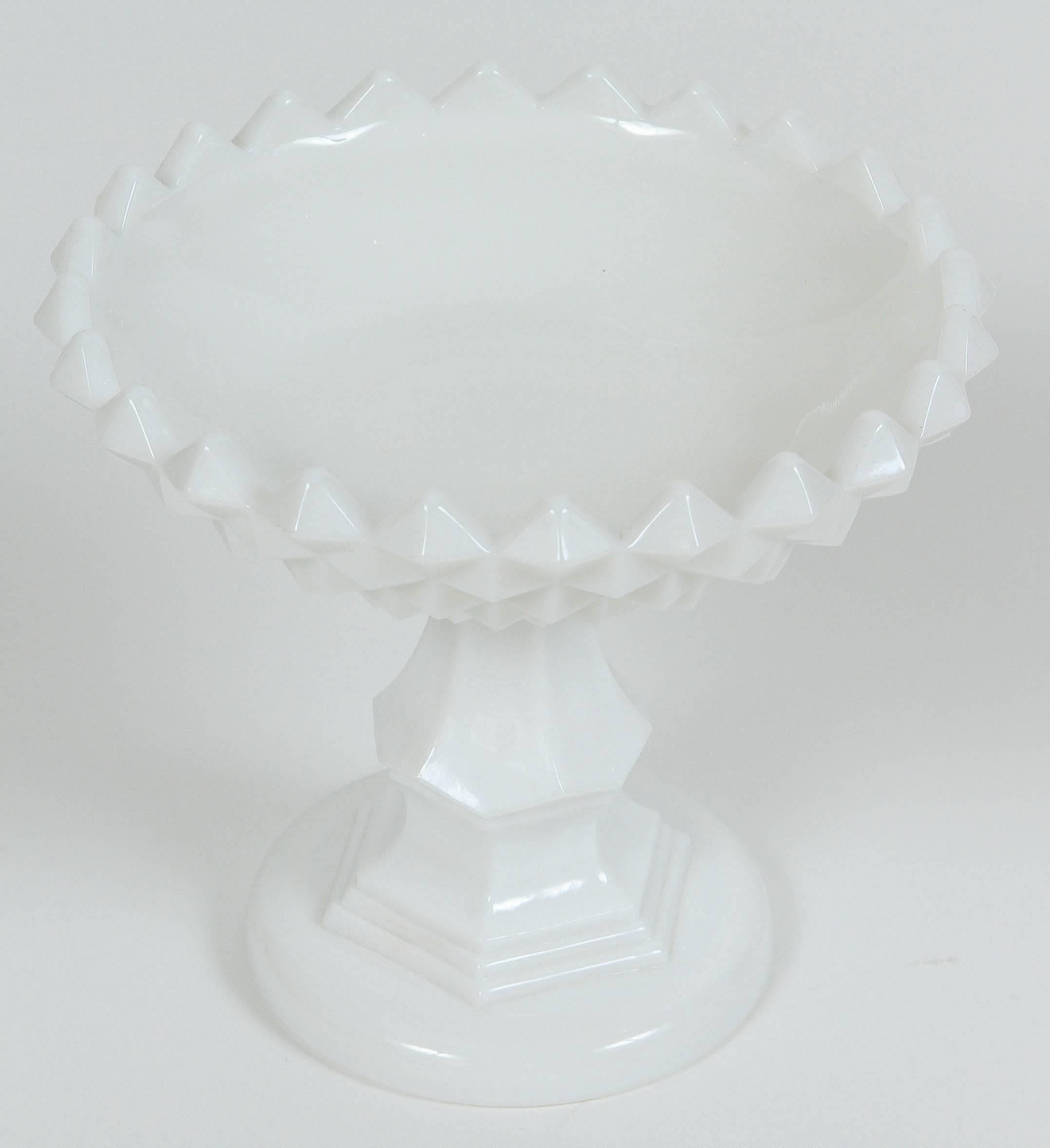 Mid-20th Century Vintage Small Footed Milk Glass Compote with Lid