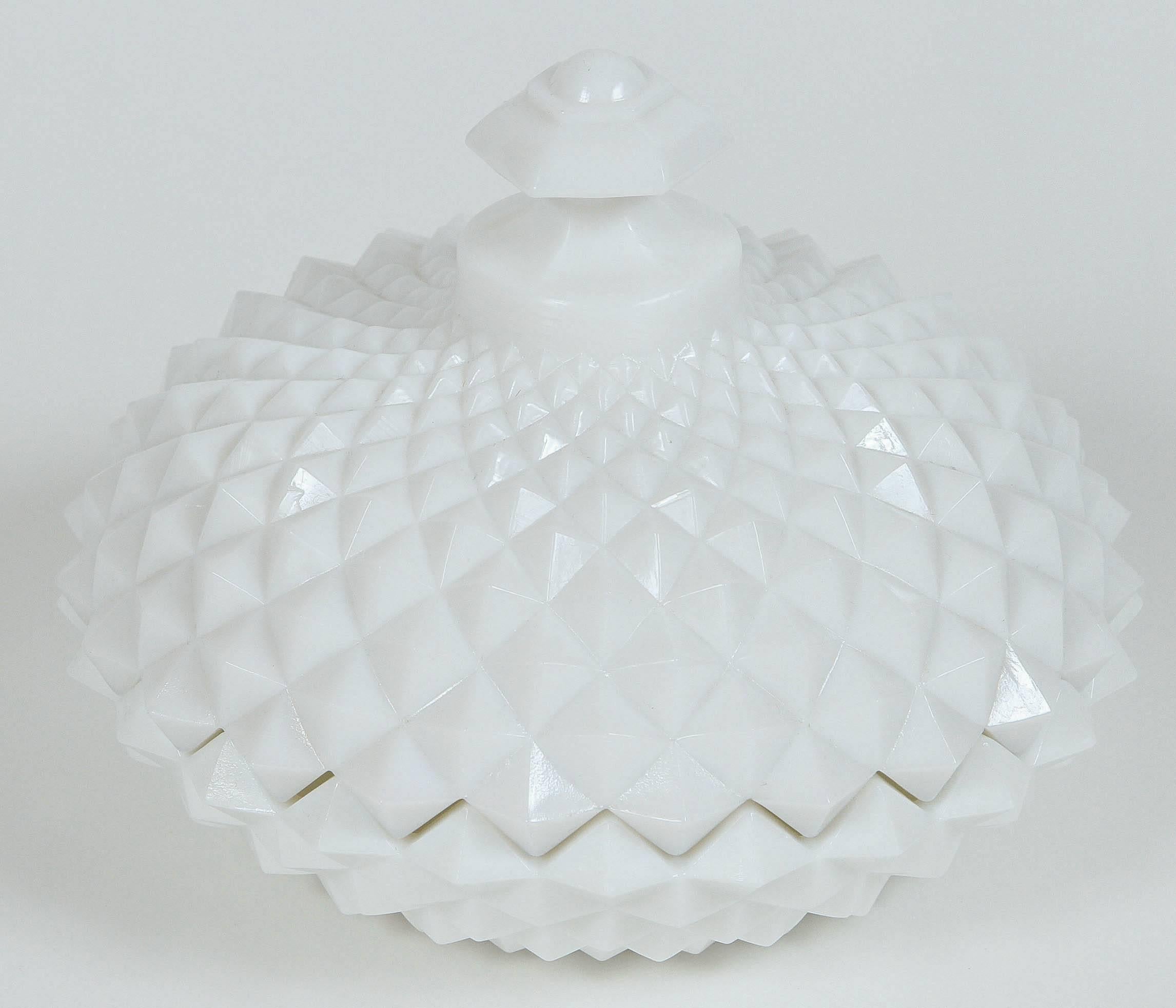 Vintage Small Footed Milk Glass Compote with Lid 1