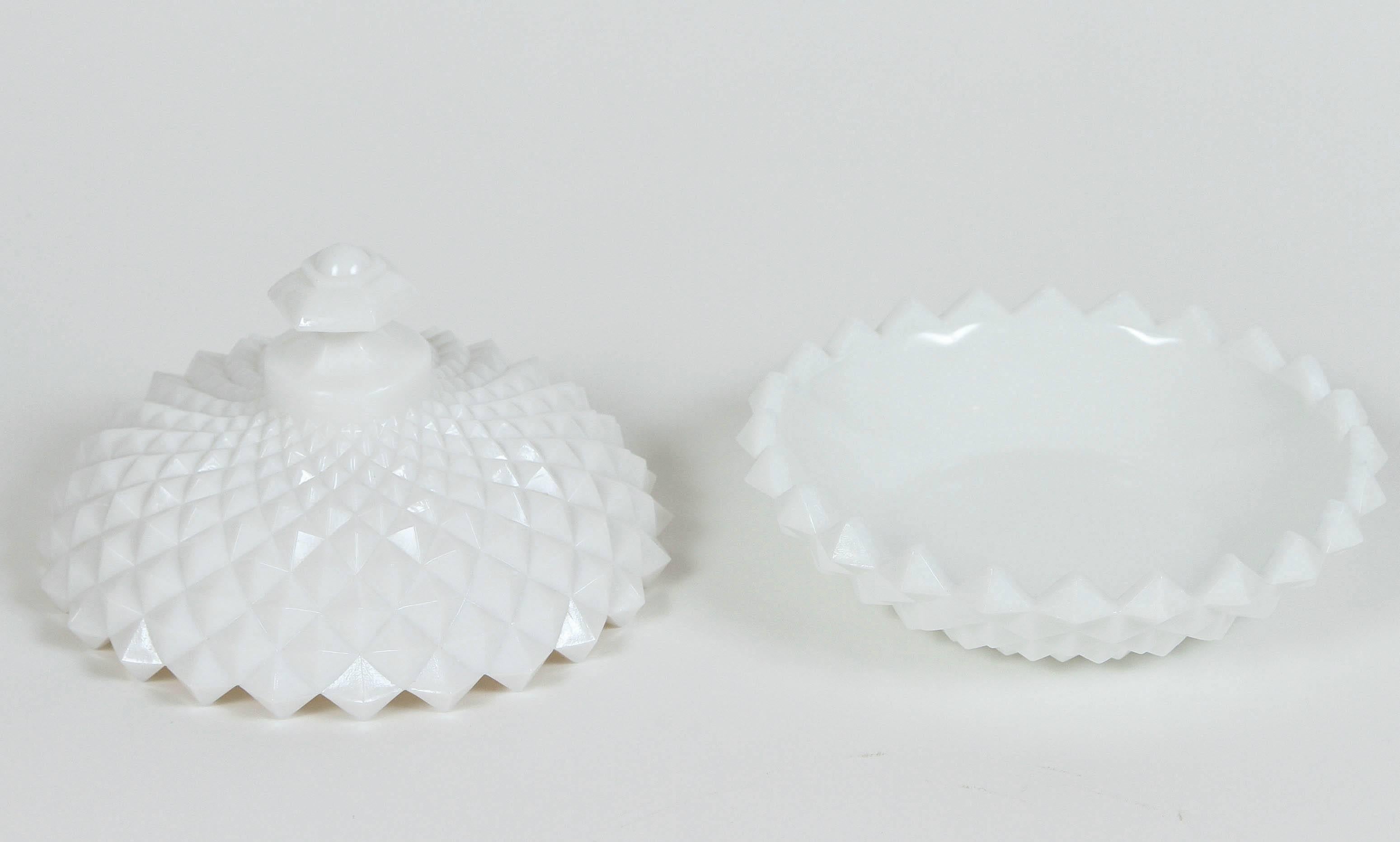 Vintage Small Footed Milk Glass Compote with Lid 2