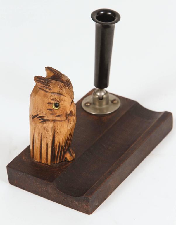 Black Forest Wood Owl Desk Set at 1stDibs