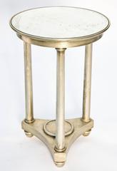 Round Table, in Empire Taste, of Silver Giltwood, Having Distressed Mirrored Top