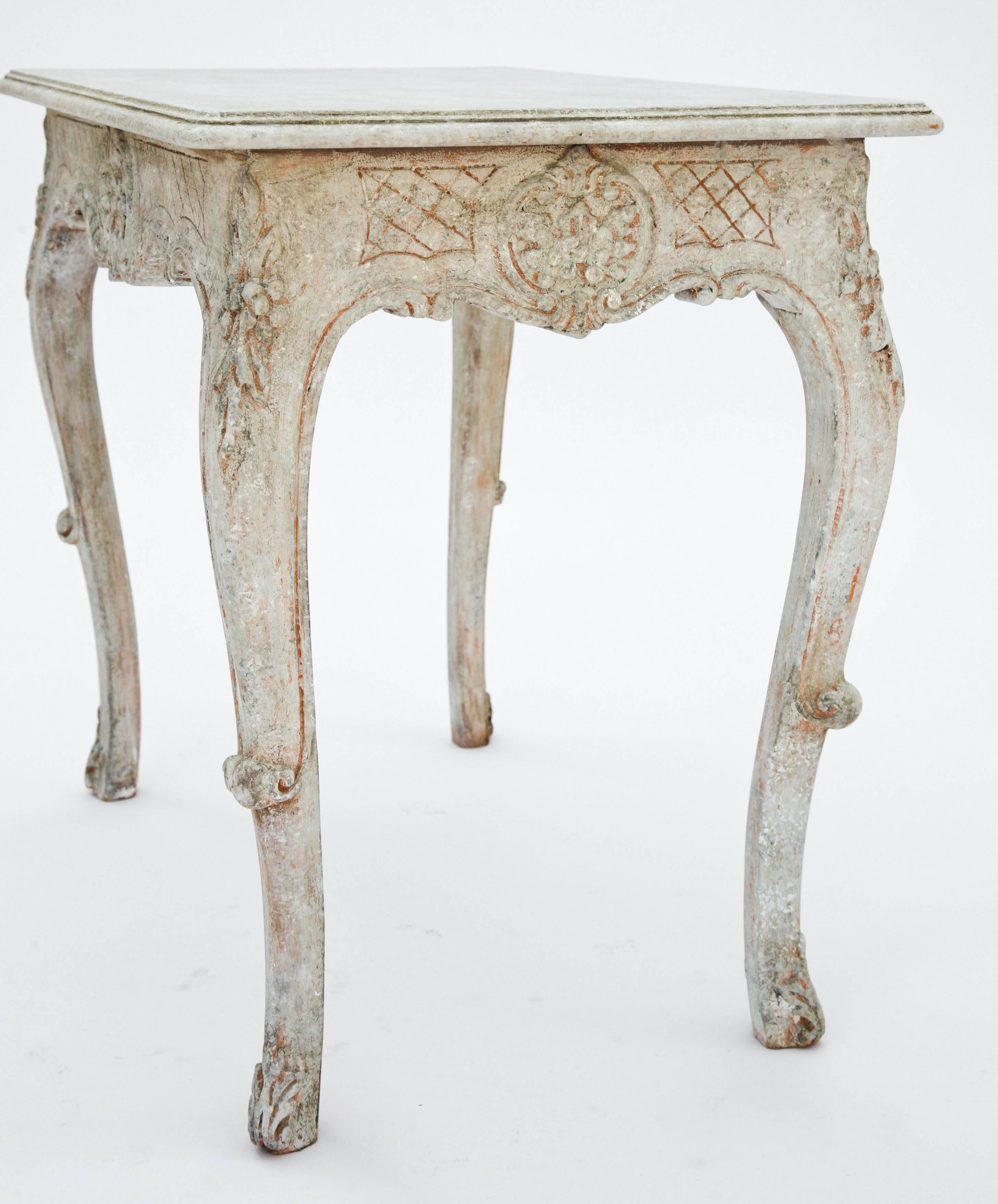 Carved Pair of Painted End Tables