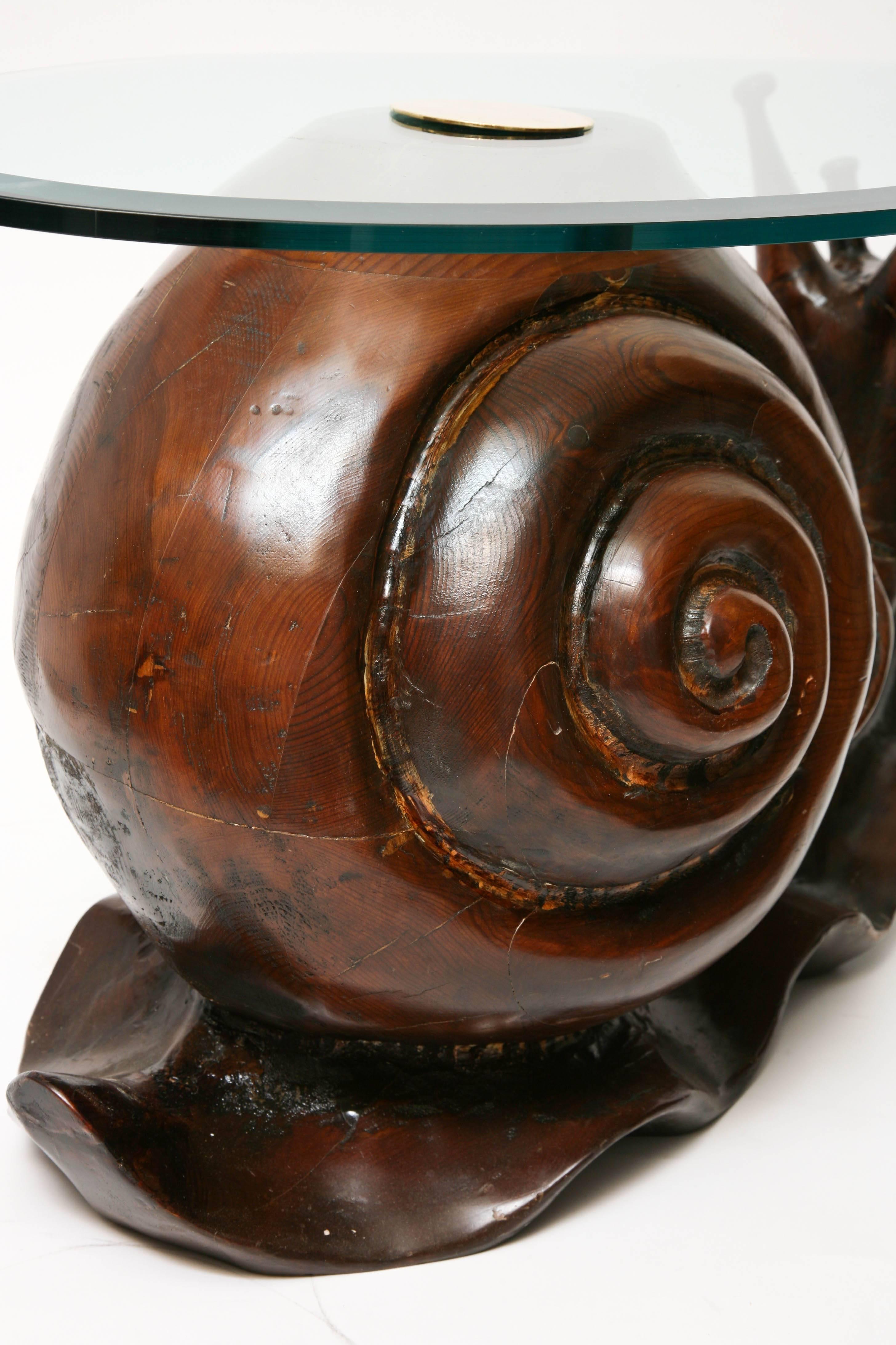 Carved Wood Snail Sculpture Table by Federico Armijo 2