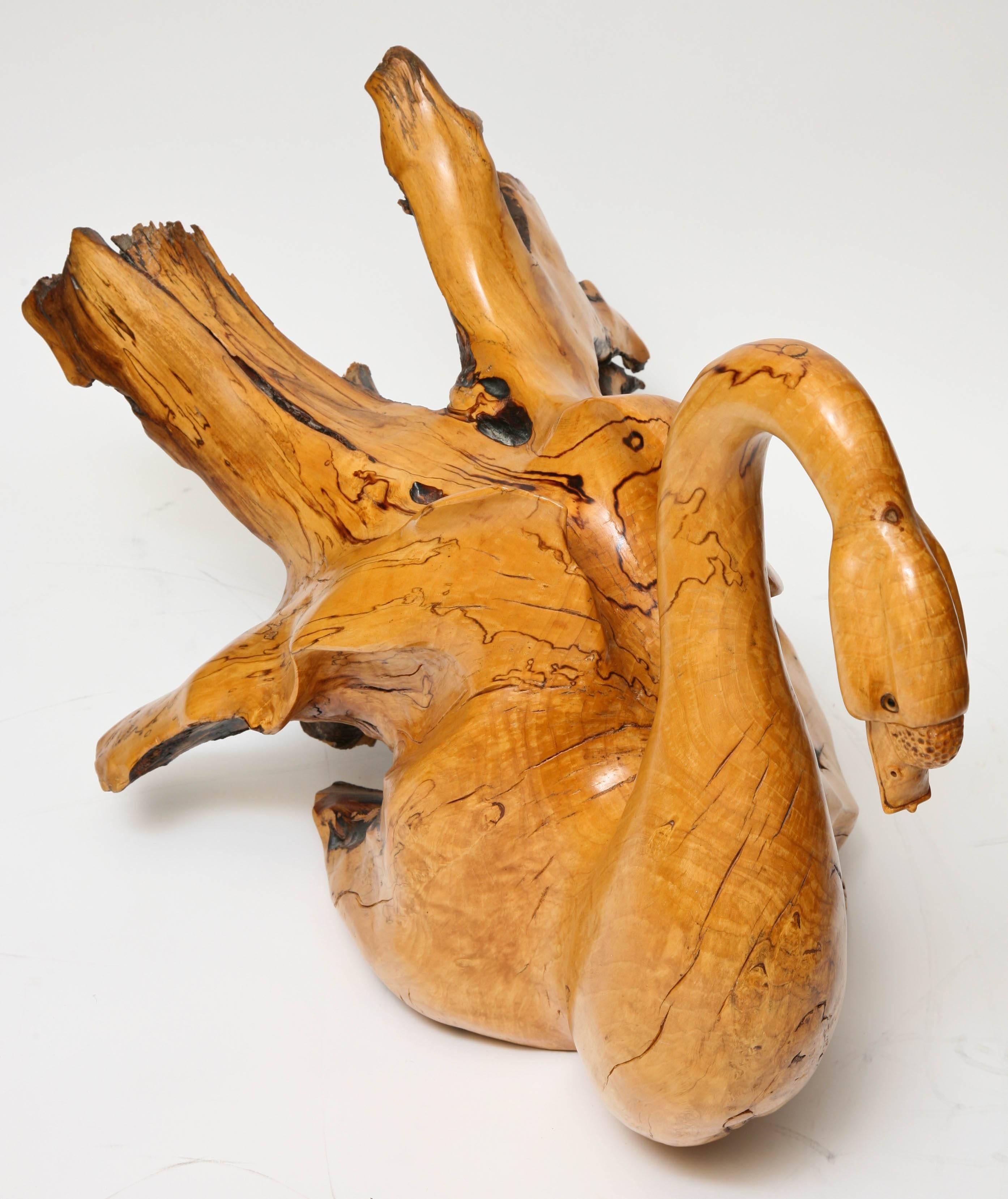 Large Artisan Hand Carved Swan Sculpture 5
