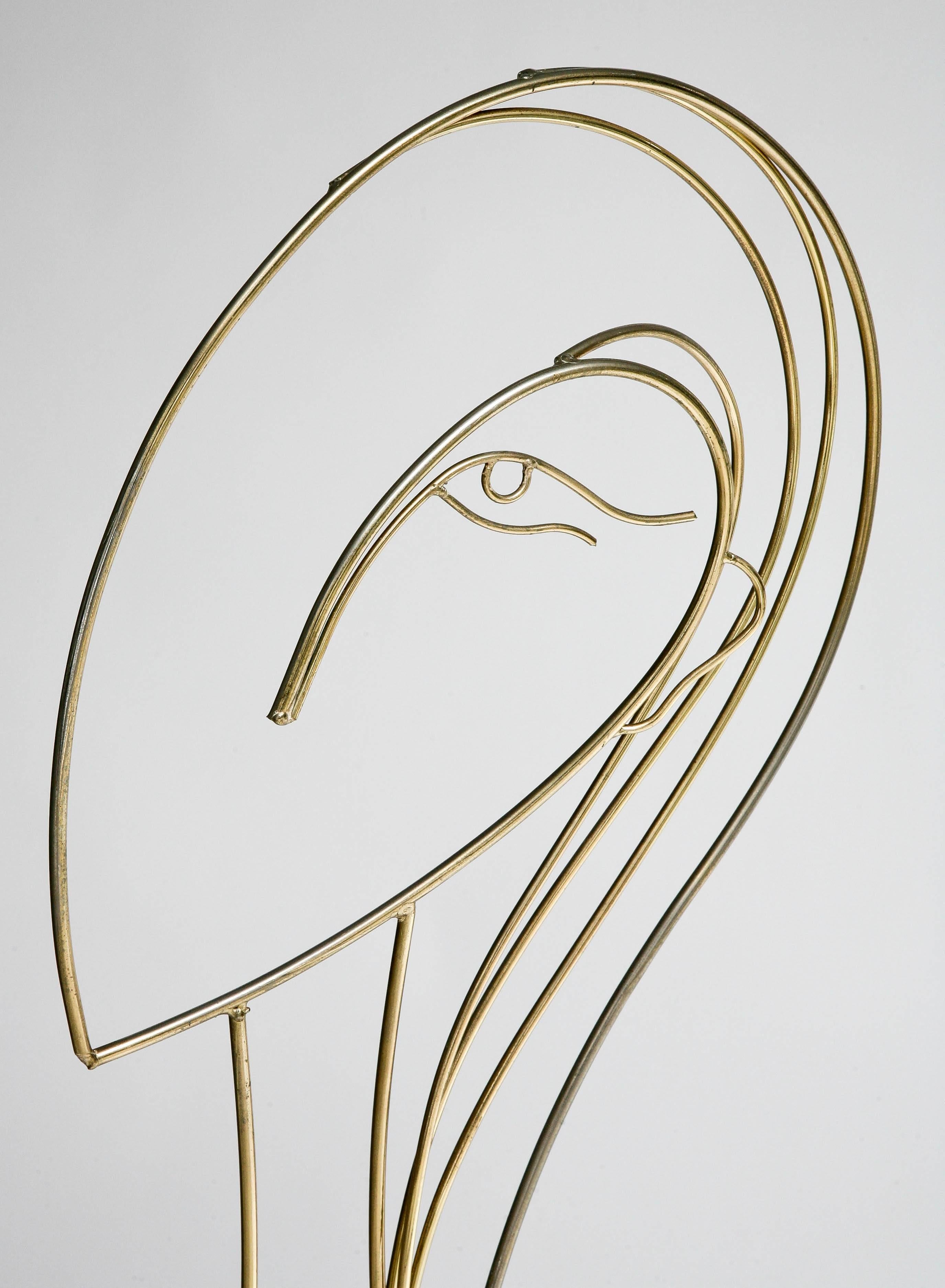 Modern Curtis Jere, Female Face-Silhouette Sculpture in Brass and Steel