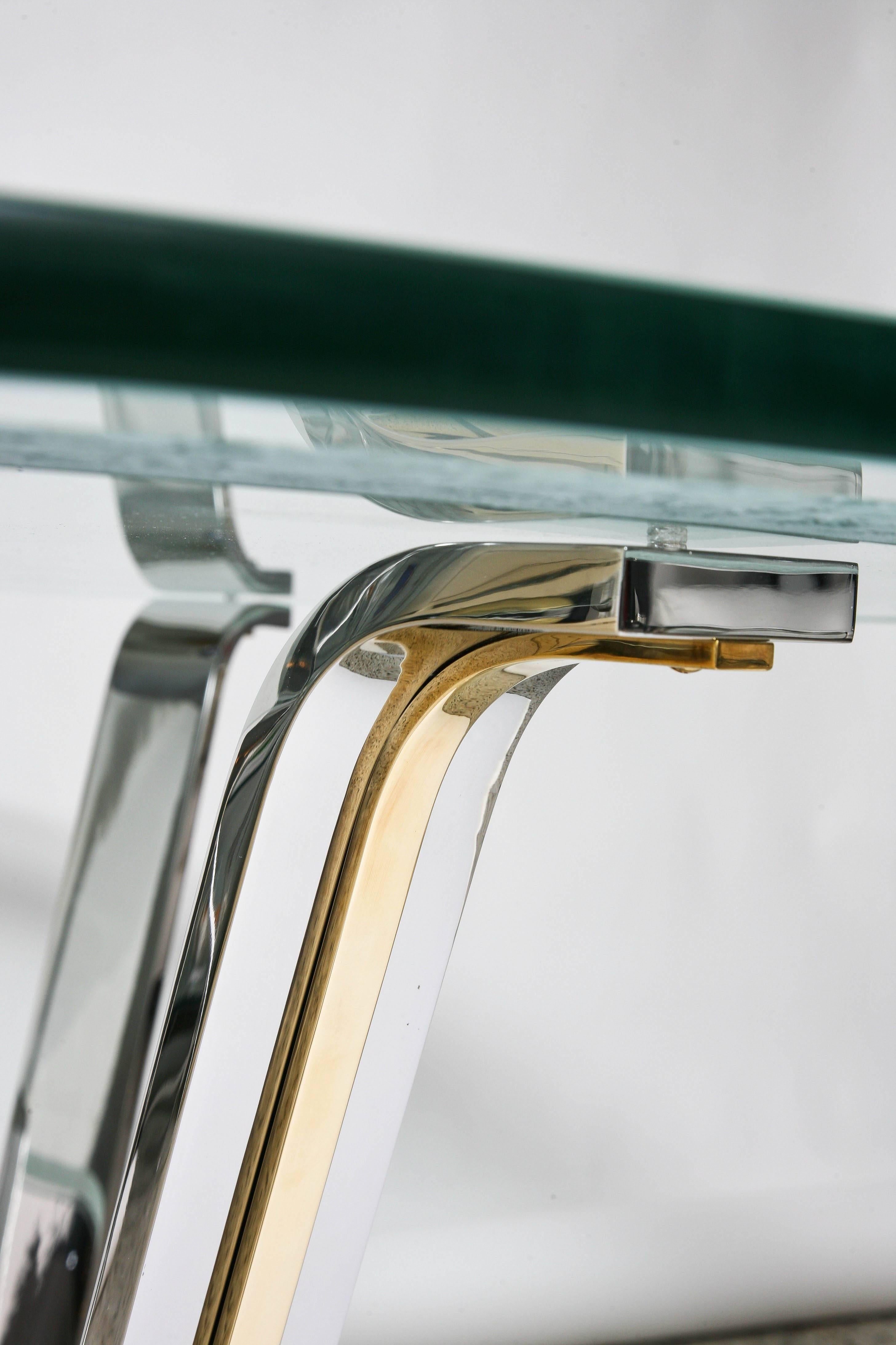  Round Dining in Polished Chrome, Brass and Etched Glass 3