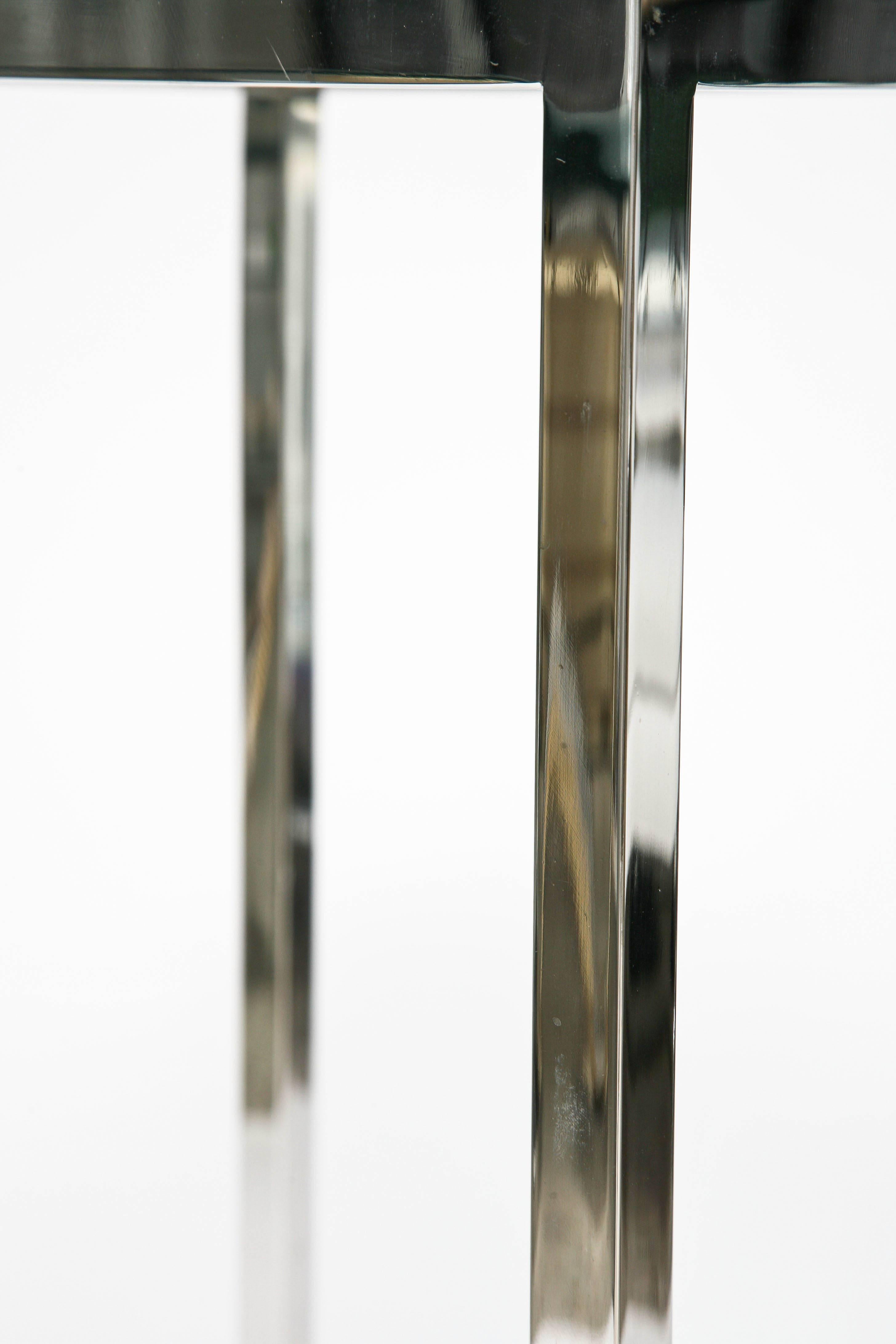 American Polished Chrome and Glass Square Pedestal, Thin-Line by Milo Baughman