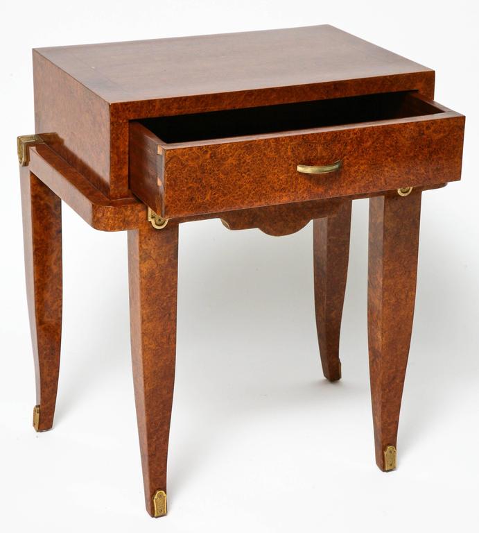 Pair of Art Deco Bedside Tables in Amboyna, MotherofPearl and Bronze Doré For Sale at 1stDibs