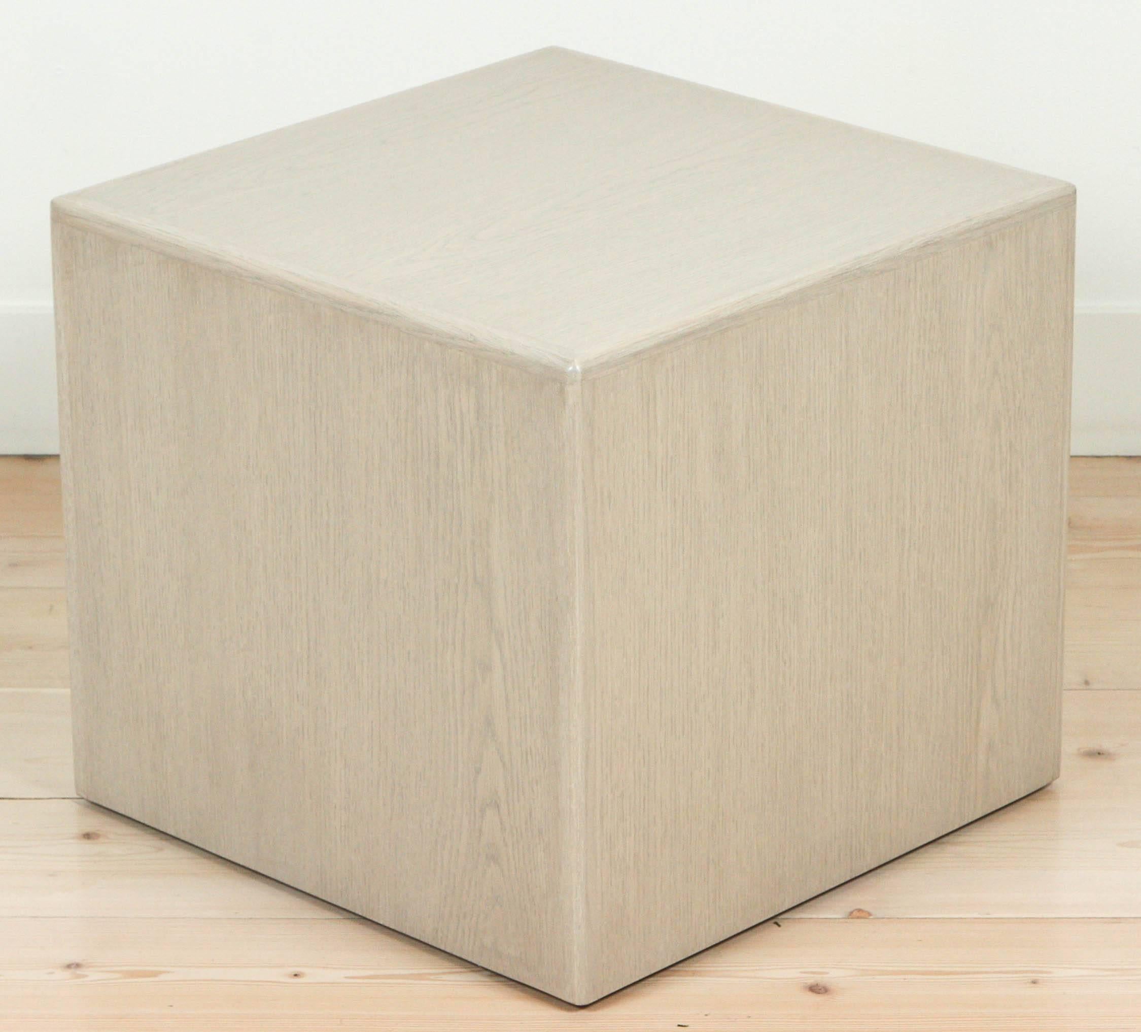 American Small Whitewashed Oak Cube Table by Lawson-Fenning