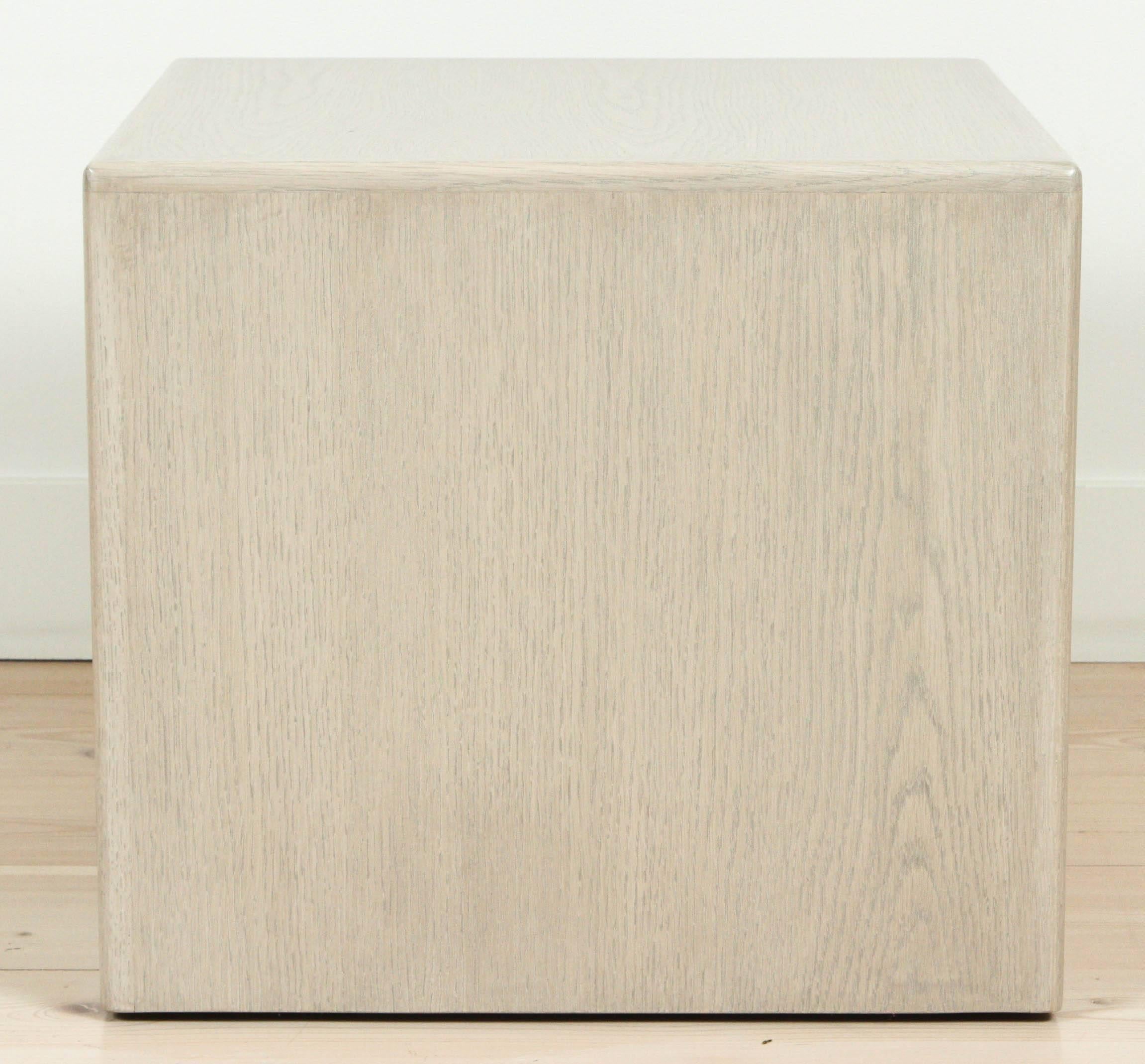 Contemporary Small Whitewashed Oak Cube Table by Lawson-Fenning