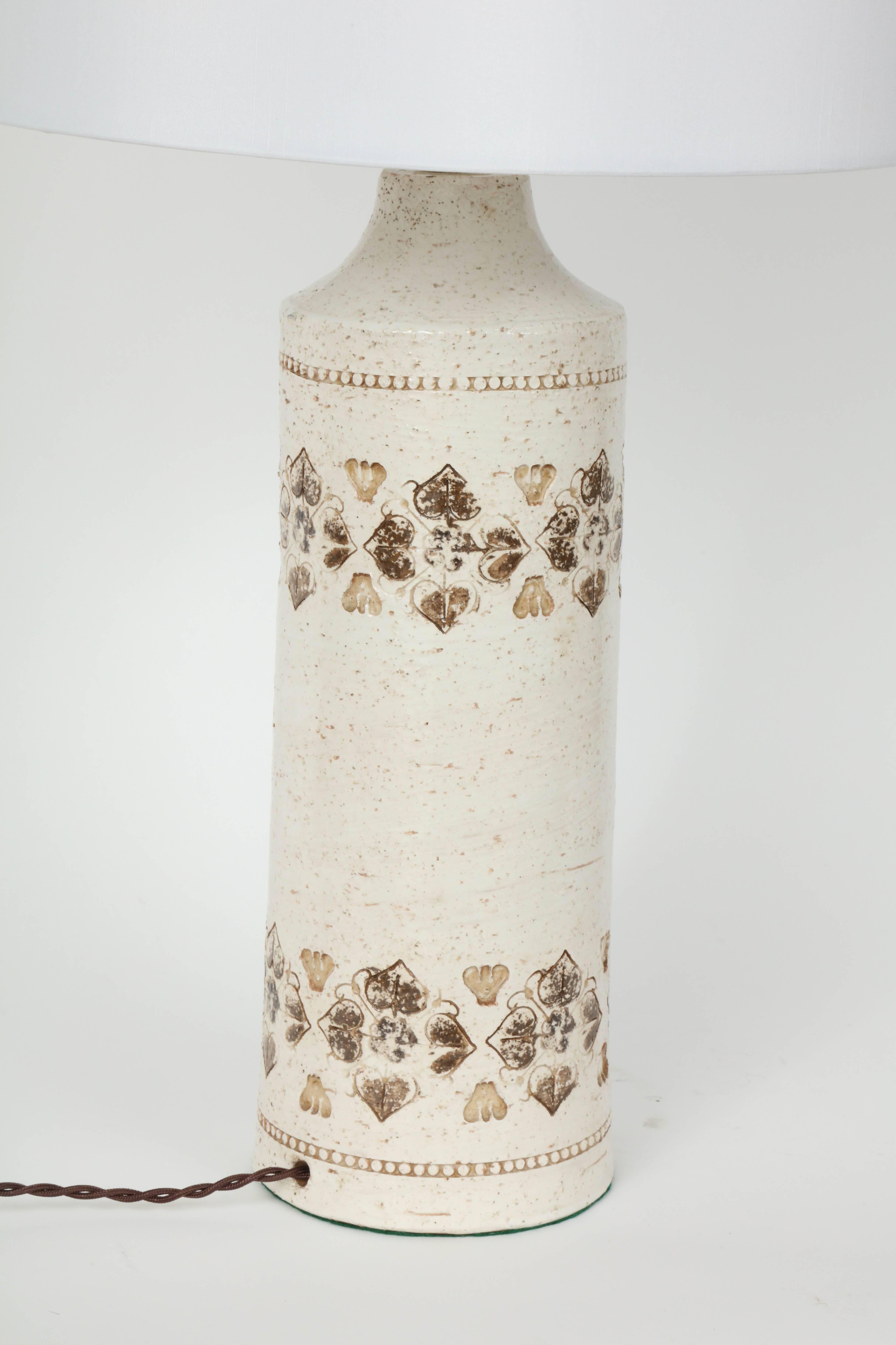 20th Century Pair of Bone White Glazed Ceramic Lamps by Bitossi