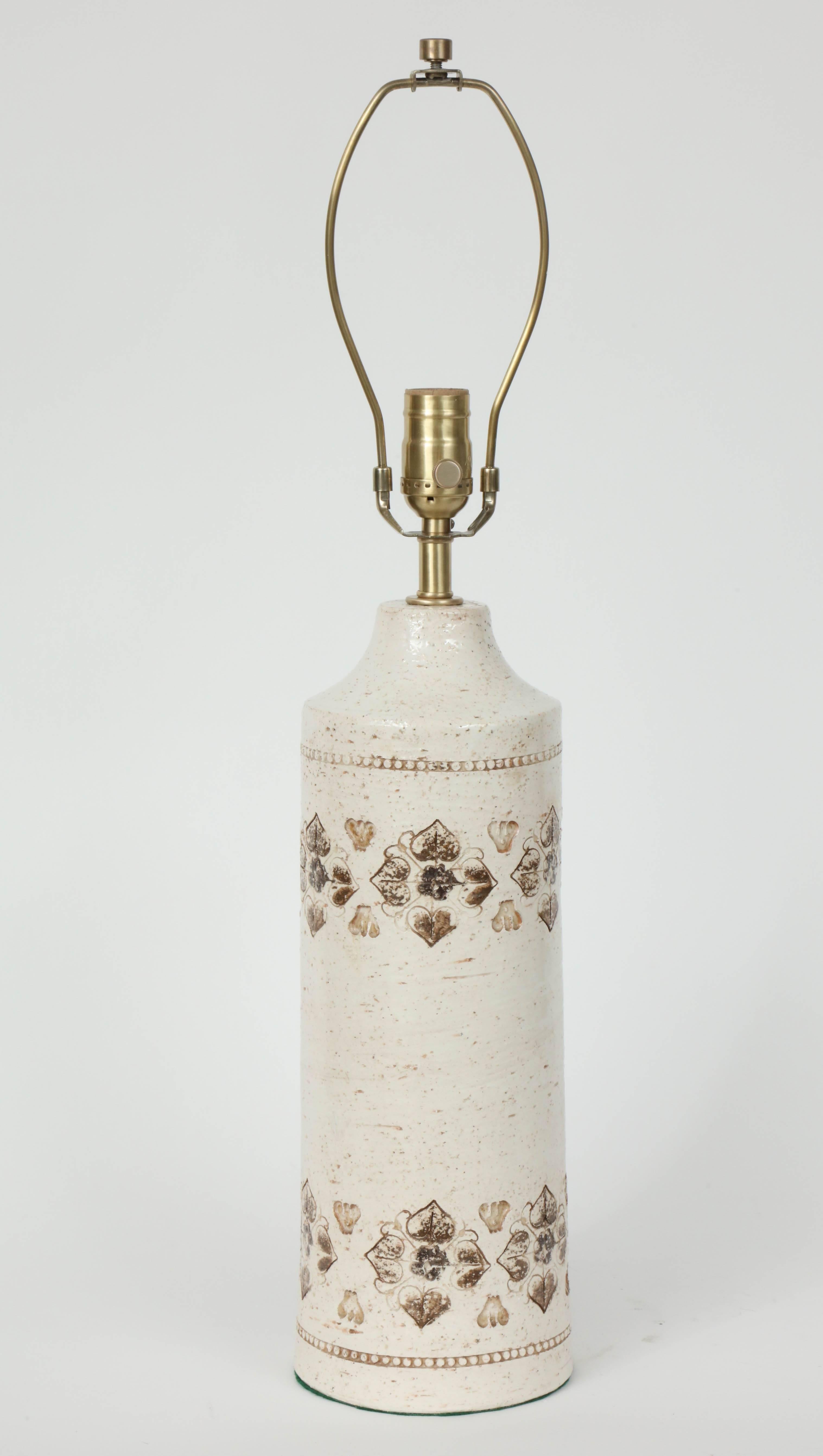 Pair of Bone White Glazed Ceramic Lamps by Bitossi 1