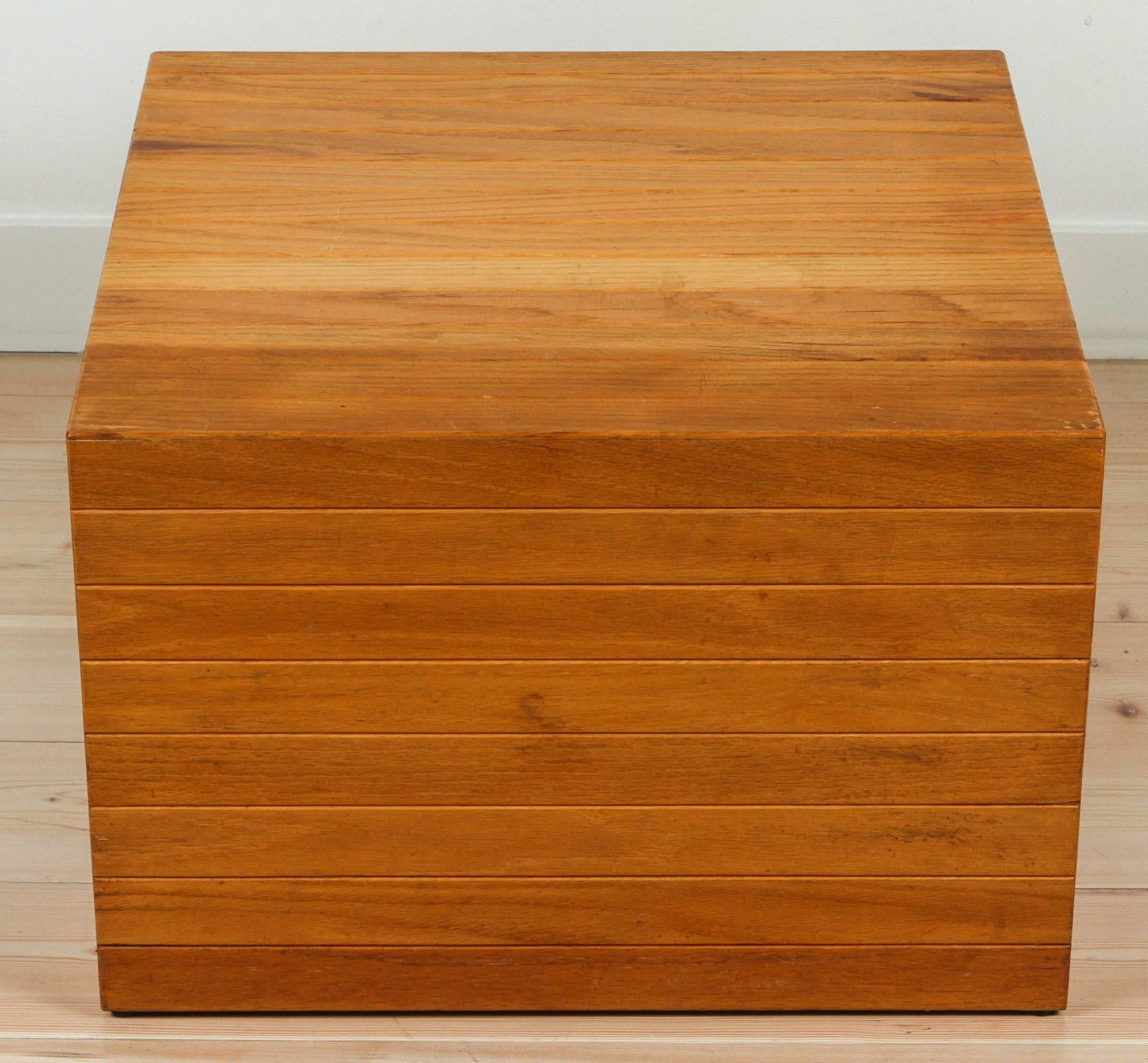 Mid-20th Century Custom Oak Cube Table by Forms and Surfaces