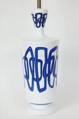 Nicolas Blandin Blue Trimmed White Porcelain Ceramic Lamps