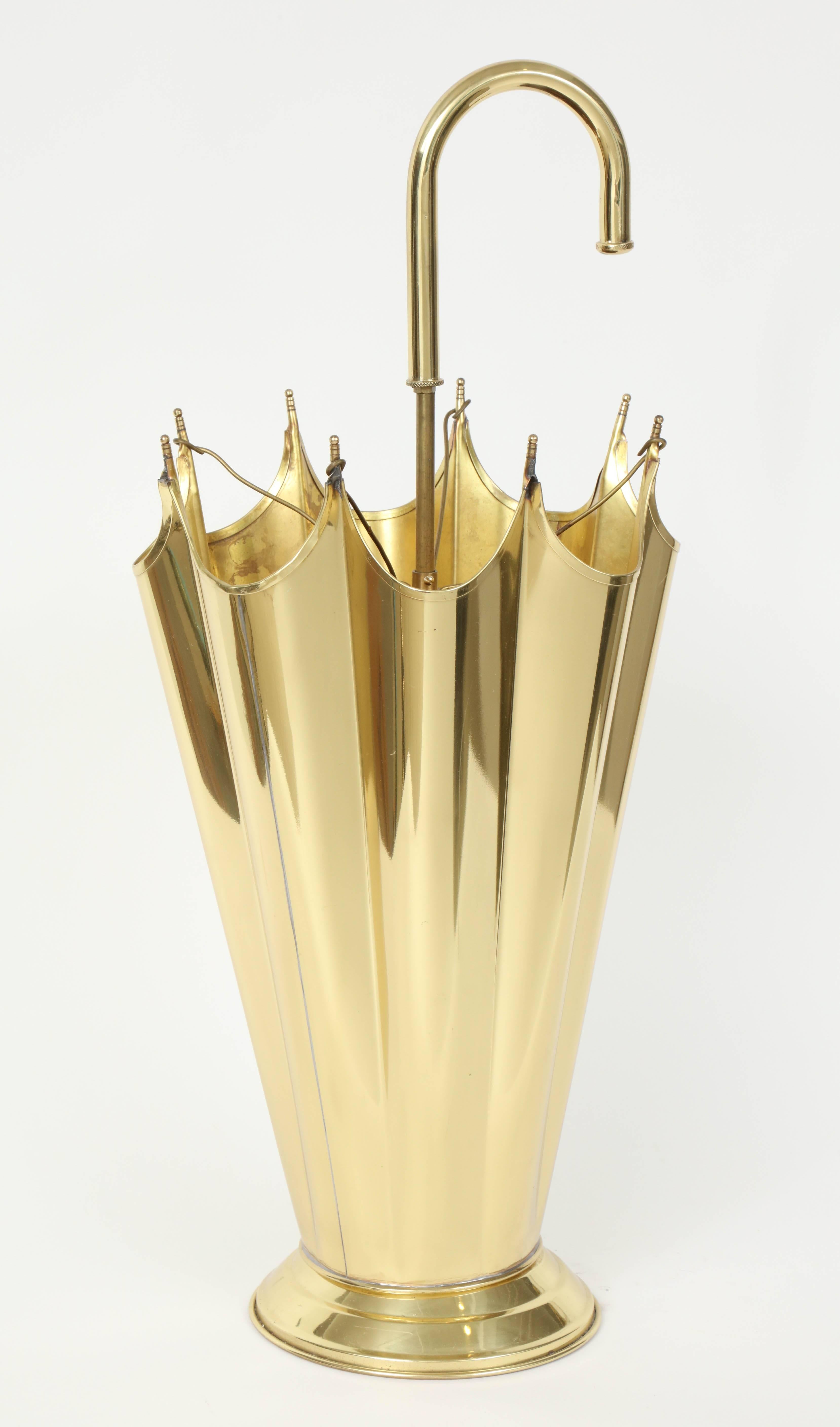 Whimsical brass umbrella holder, style of Maison Jansen.