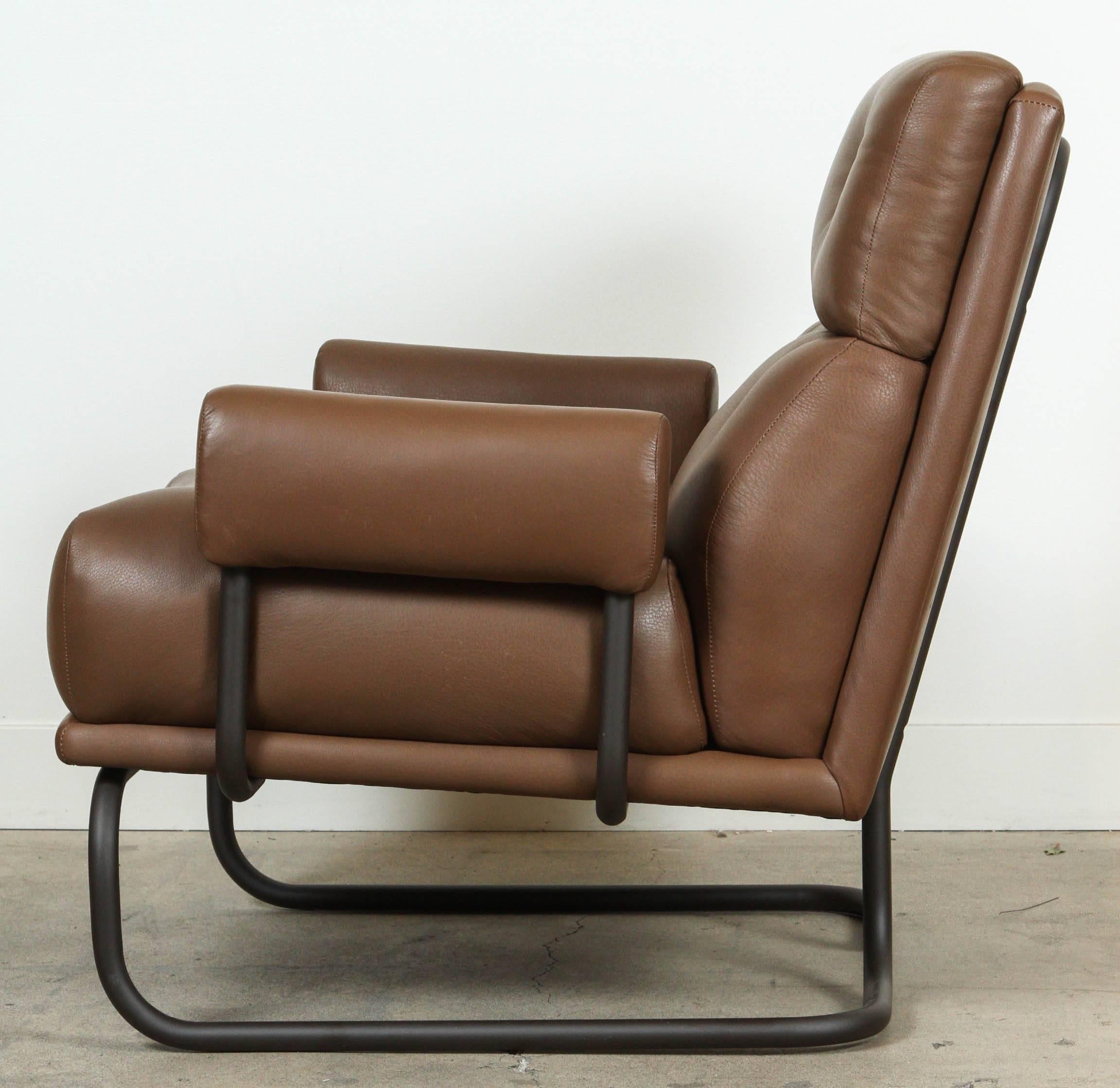 Pair of Bronze and Leather Chairs for Stendig 1