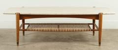 Travertine and Rattan Coffee Table by Bruno Mathsson for DUX