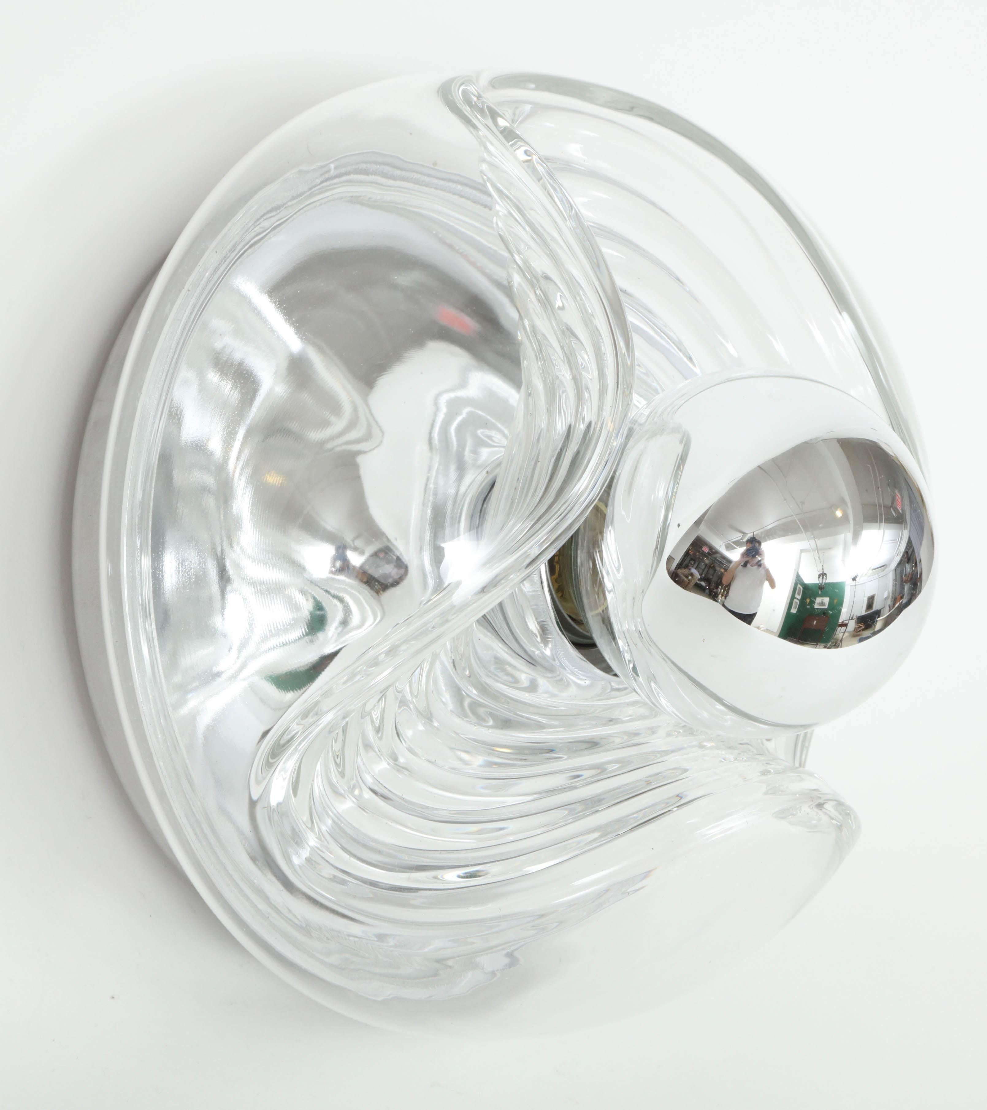 Scandinavian Modern Pair of Peill and Putzler Modernist Clear Glass Sconces