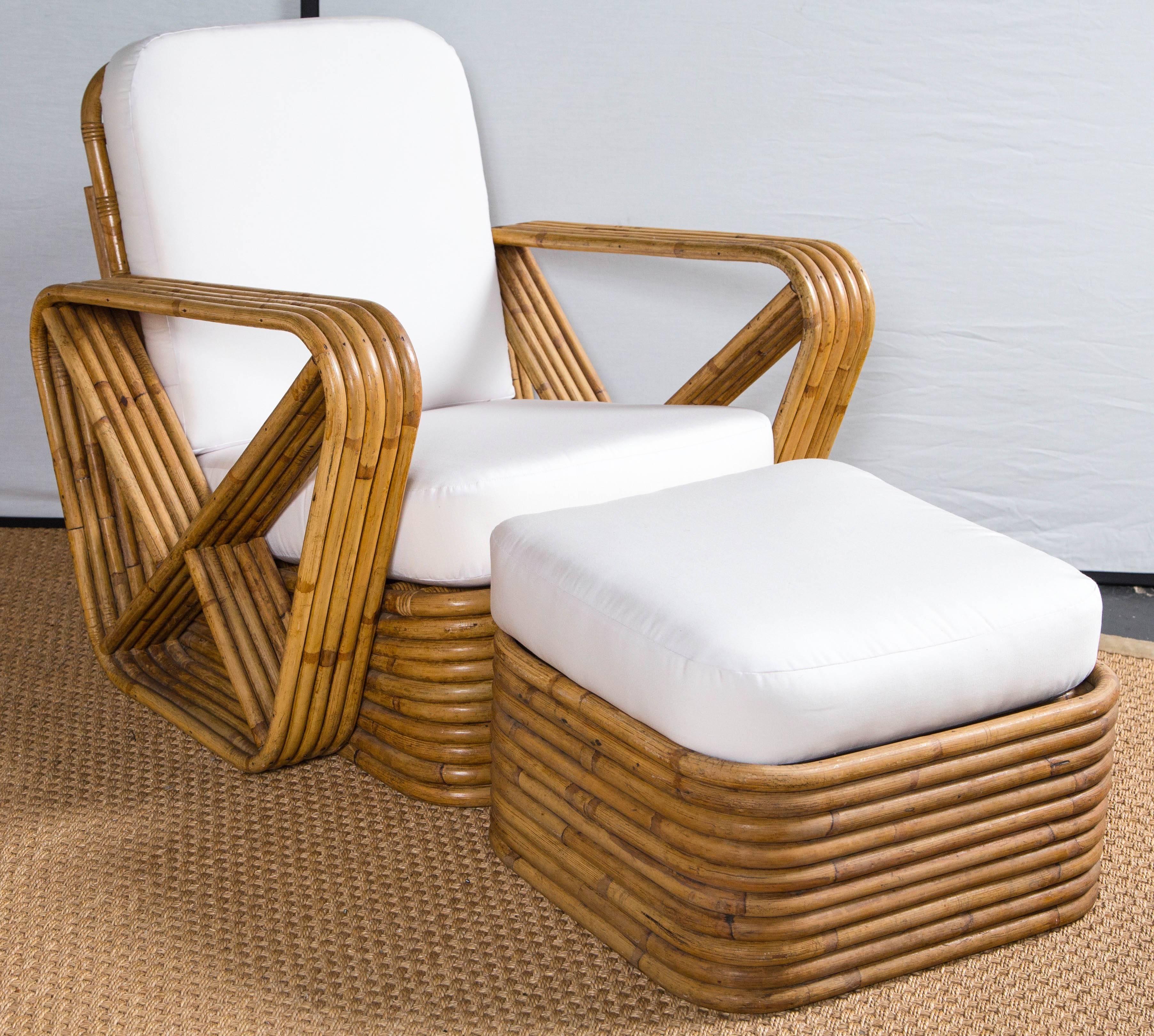 Mid-Century Modern Rattan Set in the Style of Paul Frankl