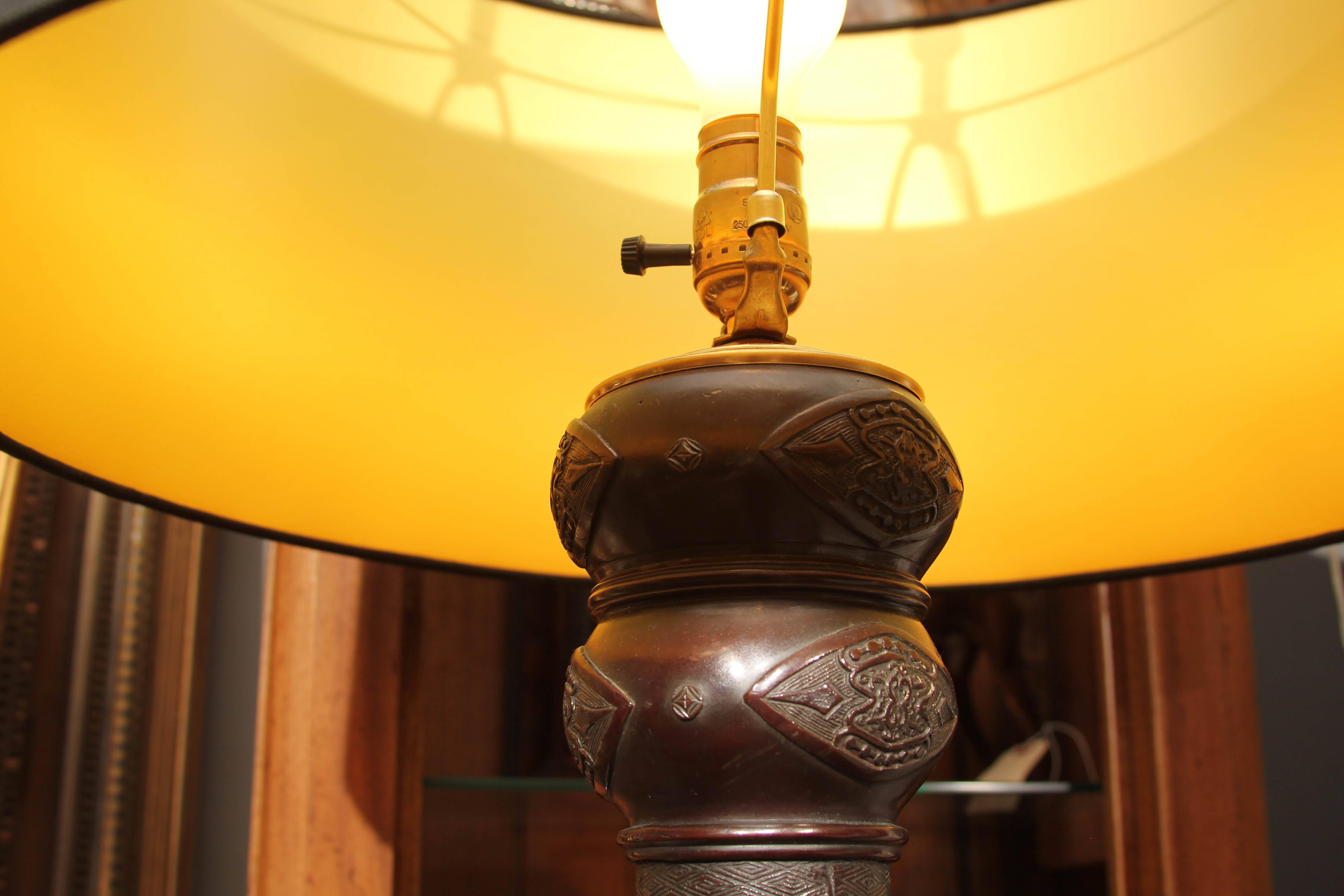 Japanese Bronze Lamp For Sale 5