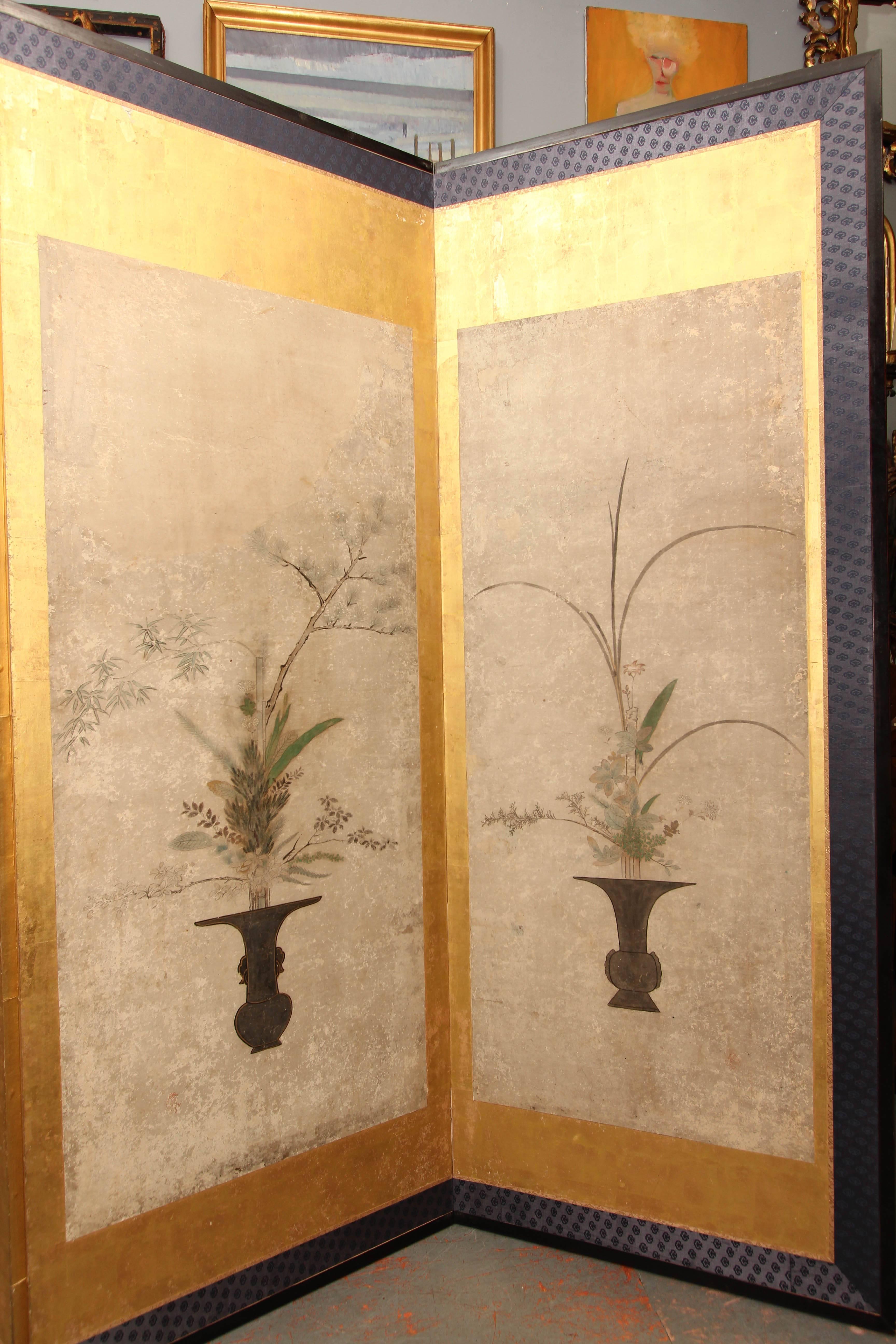 Beautiful Six-Panel Antique Japanese Screen 1