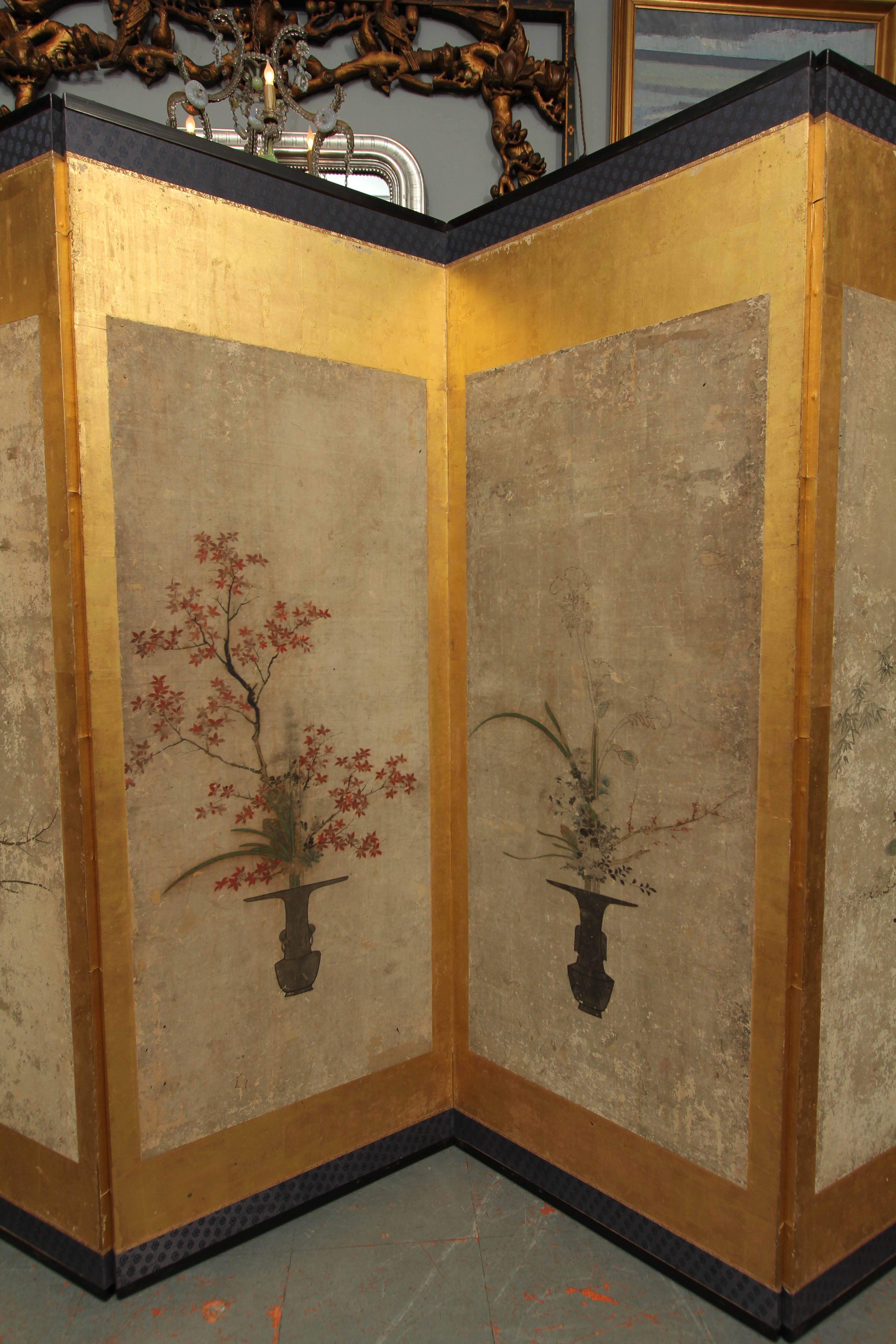 Beautiful Six-Panel Antique Japanese Screen 2