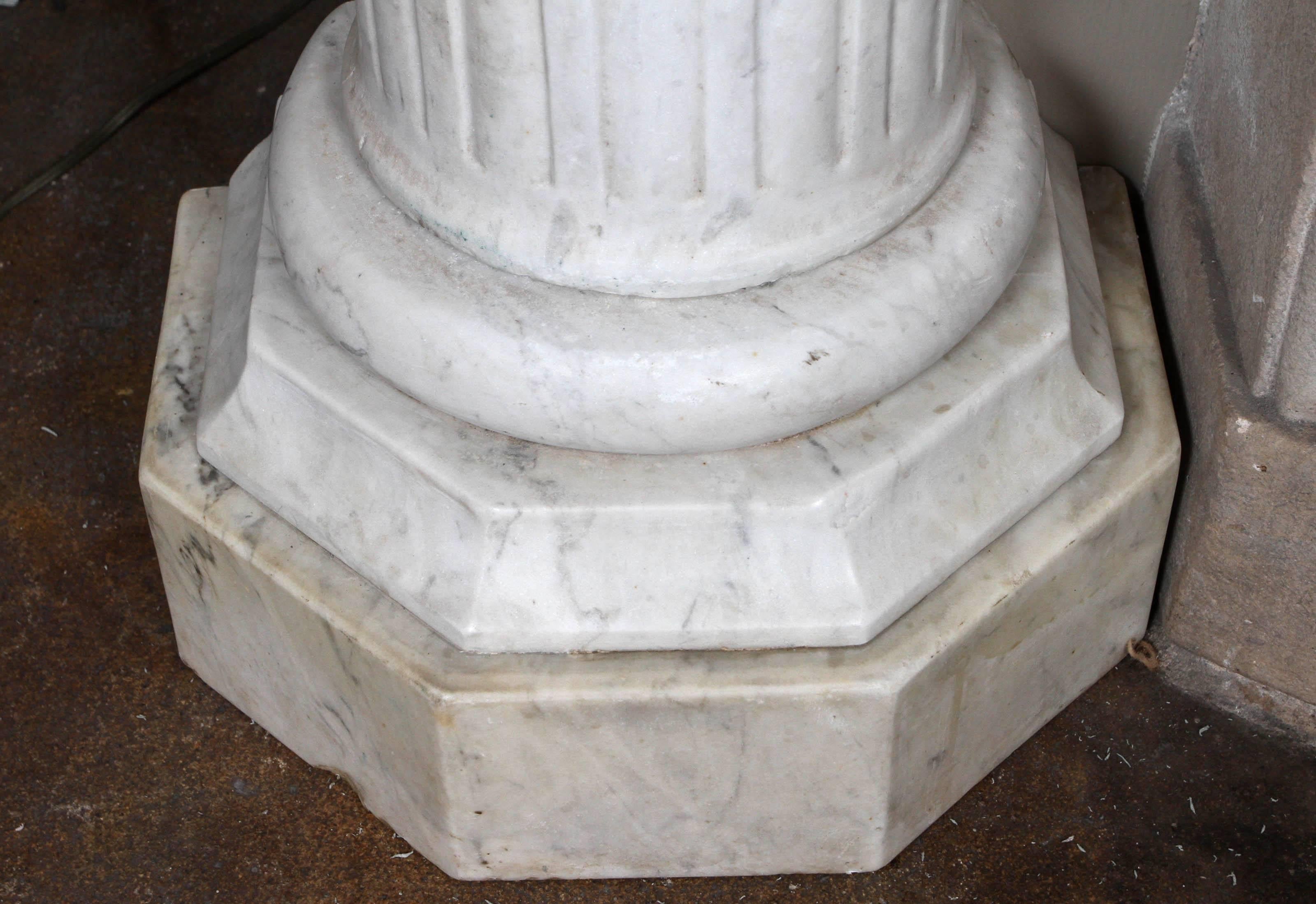 Pair of Early 19th Century Carved Marble Columns For Sale 4