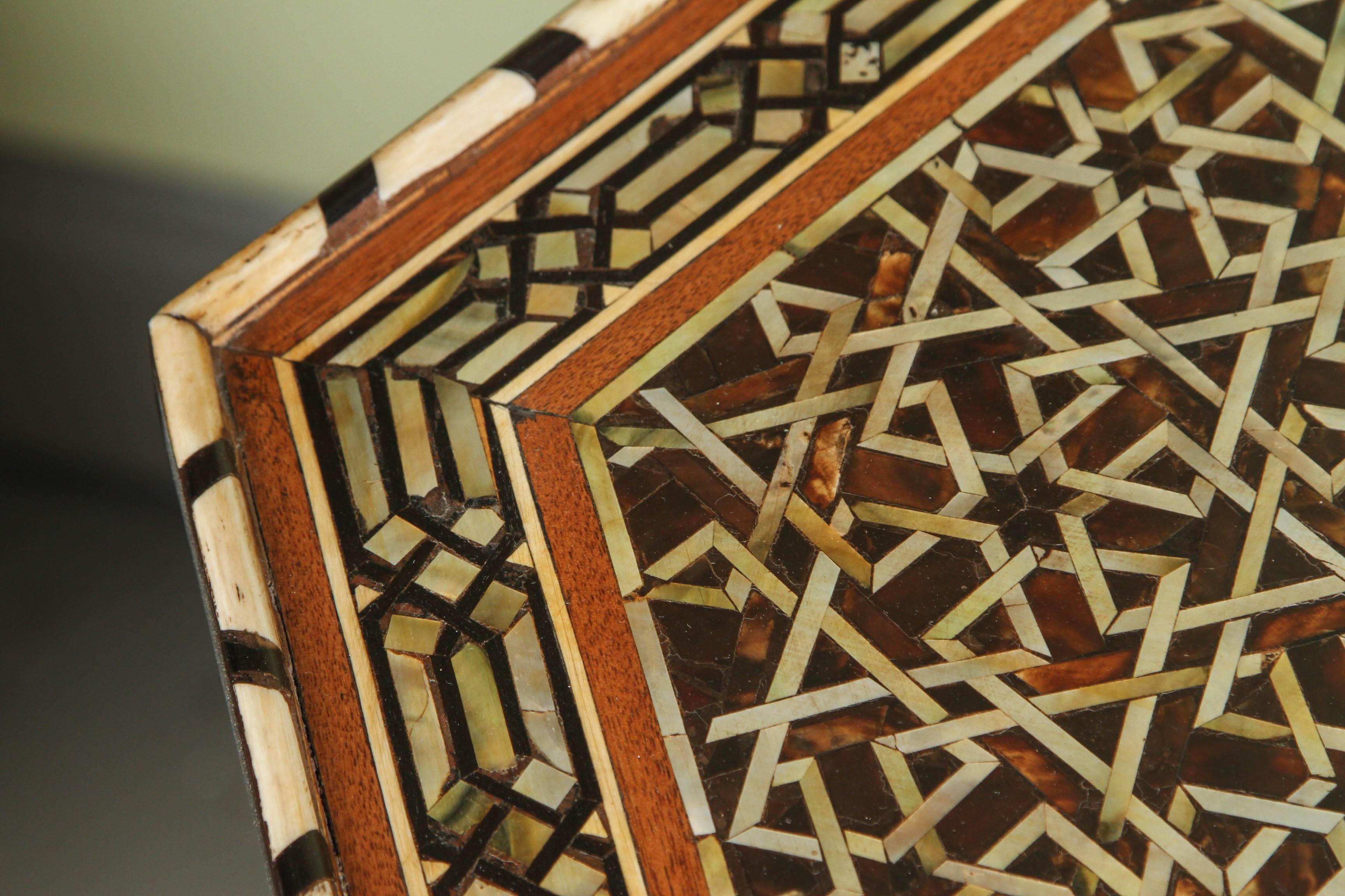 A Fine Pair of Moorish Mother-of-Pearl Inlaid Hexagonal Stands 2