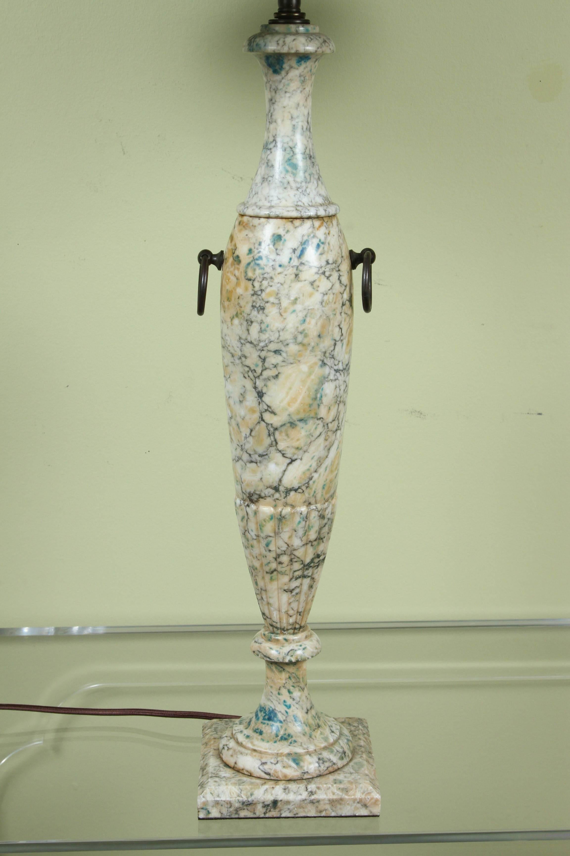 Neoclassical Revival A Pair of Italian Marble Lamps, 20th Century