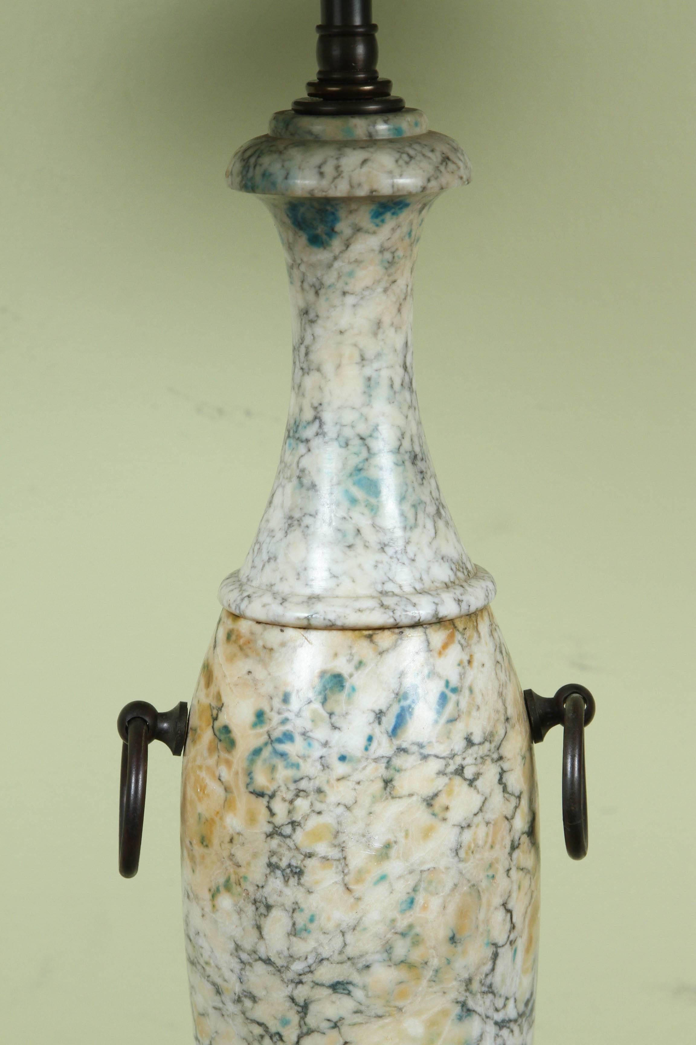 A Pair of Italian Marble Lamps, 20th Century In Excellent Condition In Los Angeles, CA