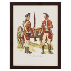 Antique Americanl Framed Print of Two Soldiers Near A Cannon