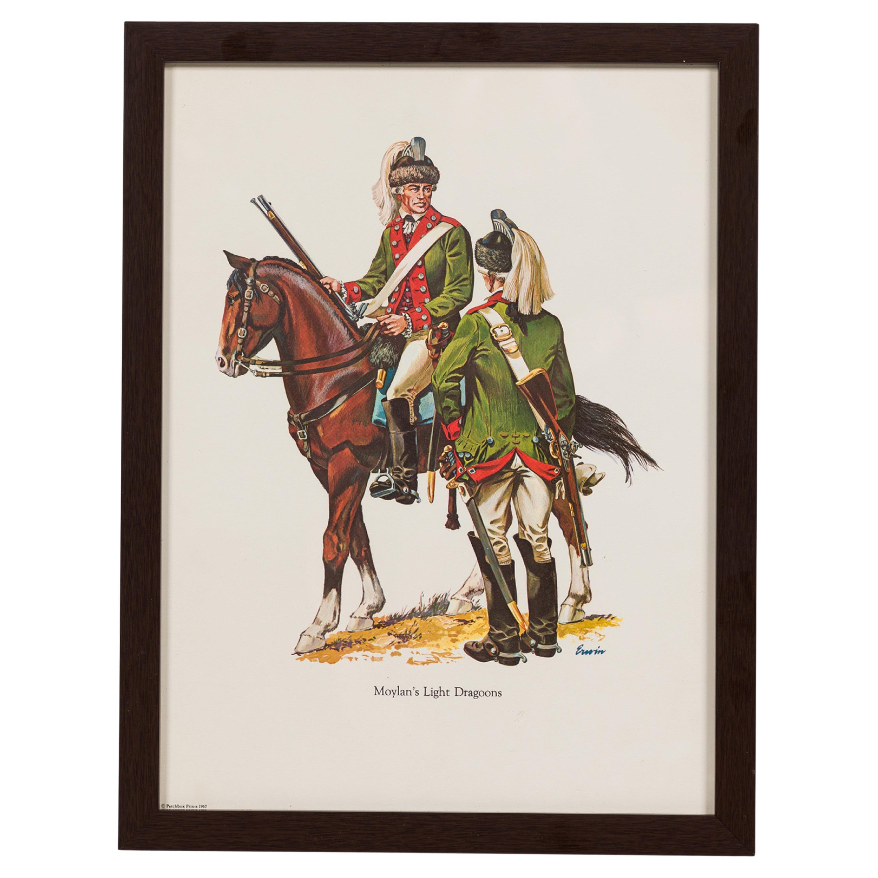 American Print Of Two Soldiers with Green Uniform For Sale