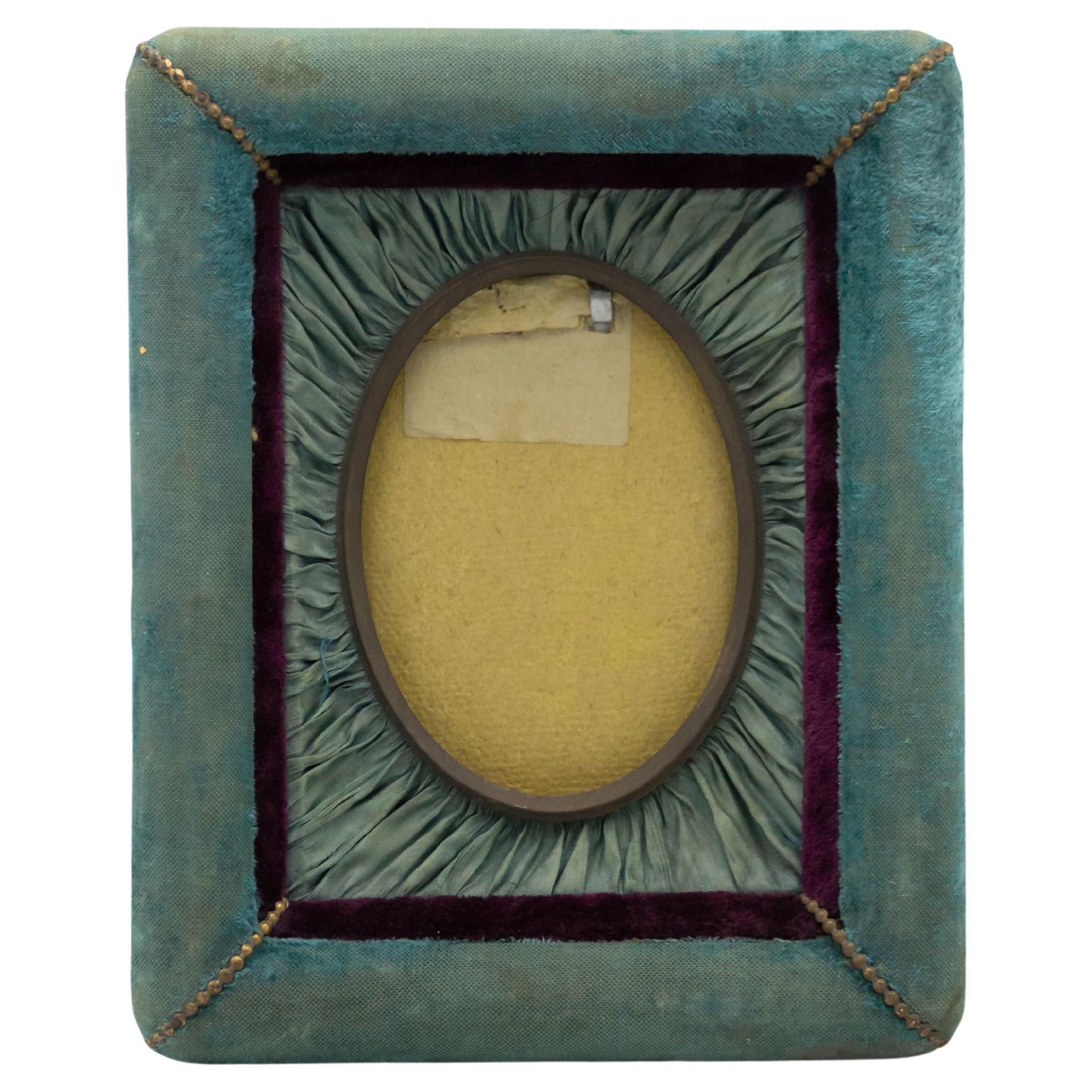 American Victorian Blue Velvet Picture Frame