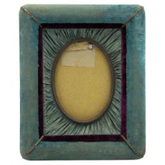 American Victorian Blue Velvet Picture Frame