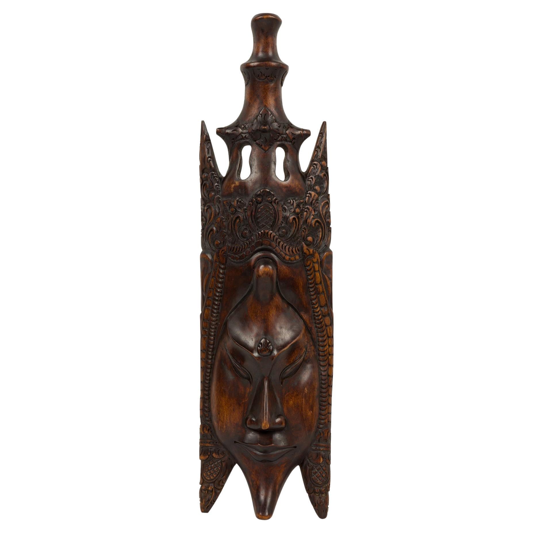 Indonesian Contemporary Wood Carved Sinta Mask Wall Decor