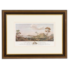 French Louis XVI Style Framed Colored Print of Grenadian Topography