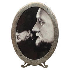 Antique American Victorian Silver Oval Picture Frame