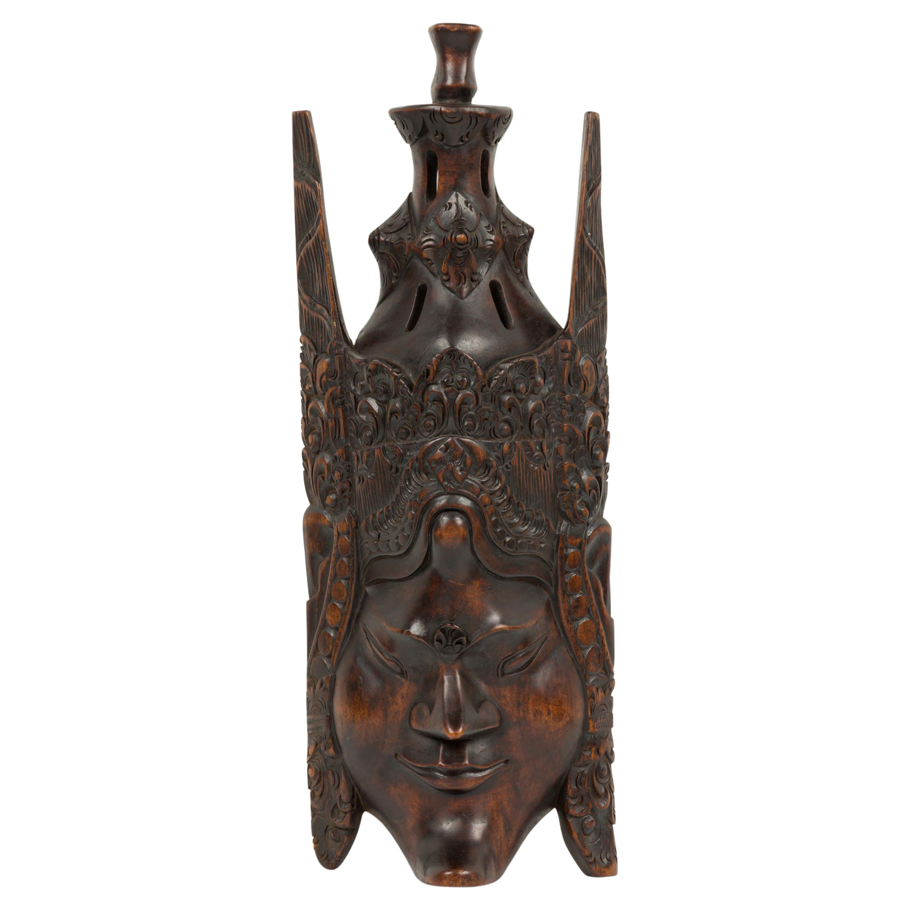 Indonesian Contemporary Wood Carved Rama Mask Wall Decor For Sale