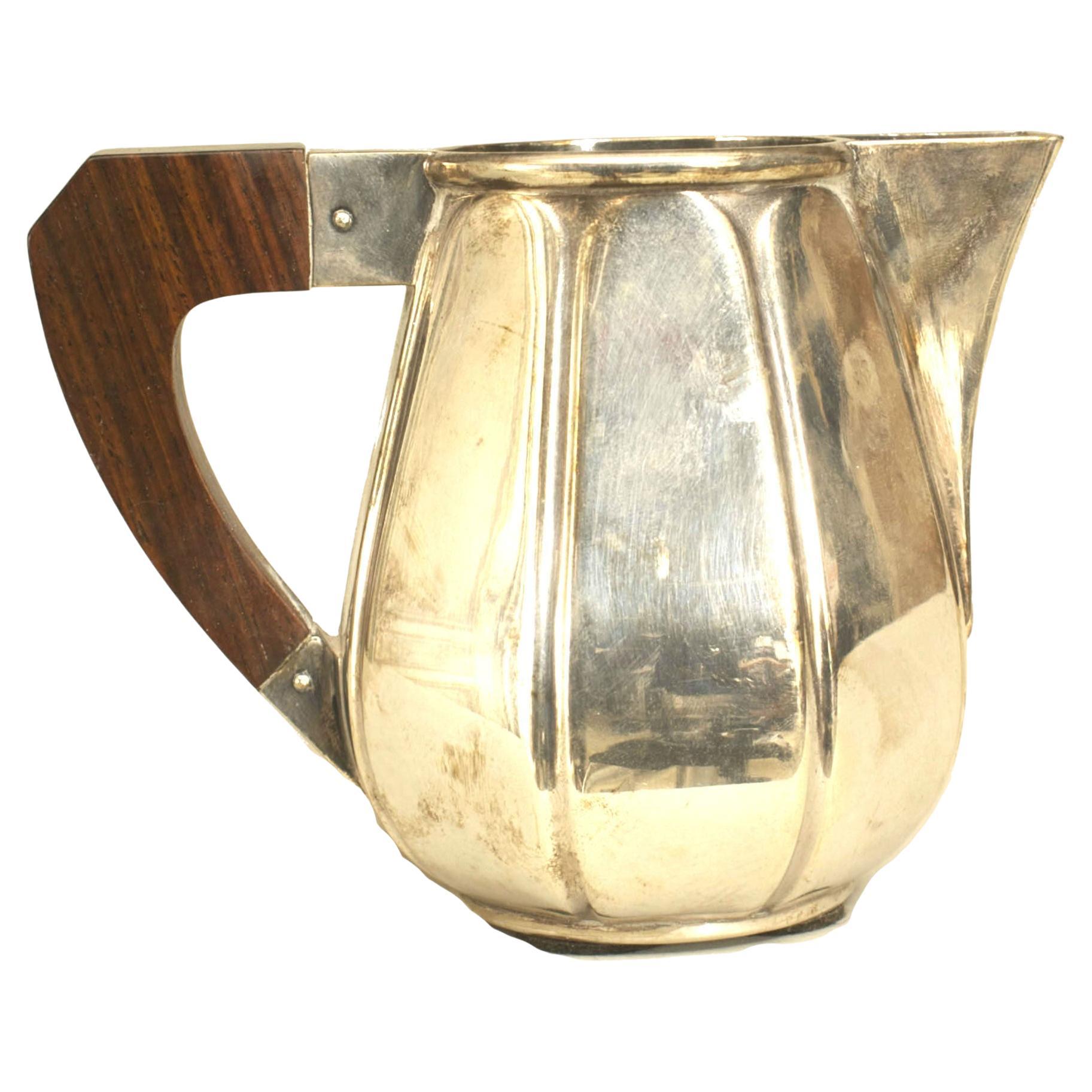 French Art Deco Silver Plate Cream Pitcher For Sale