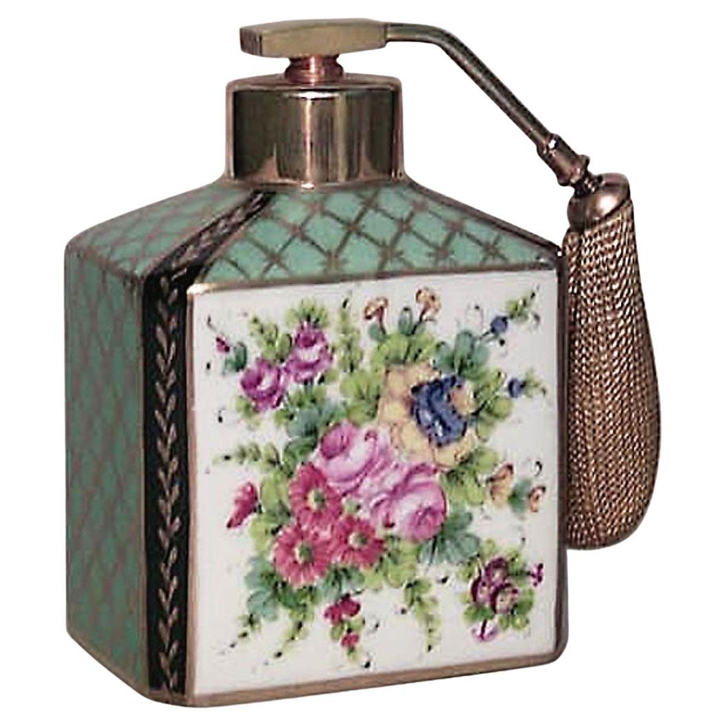 French Victorian Floral Porcelain Perfume Atomizer