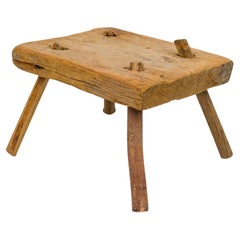 American Provincial Rustic Square Wooden Farm Stool