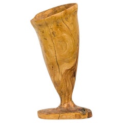 Contemporary Rustic Modern Organic Form Wooden Footed Vase