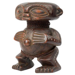 African Cameroon Contemporary Carved Wood Pygmy Squatting Figure