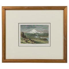 Print of Mt. Hood in White Matting and Gilt Frame
