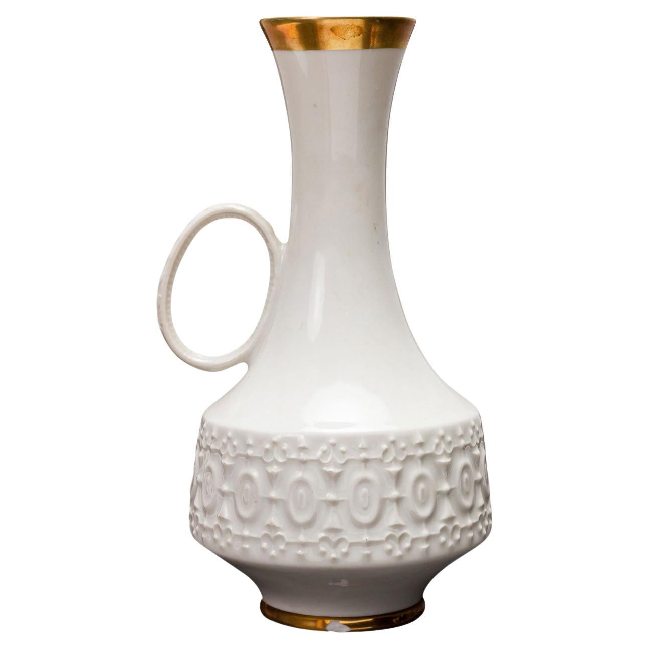 KPM Bavaria German Mid-Century White and Gold Porcelain Handled