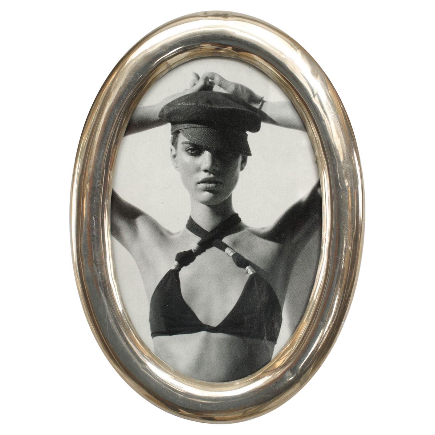 English Victorian Silver Oval Picture Frame