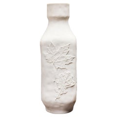 Hutschenreuther German White Raised Realistic Leaf Design Porcelain Vase