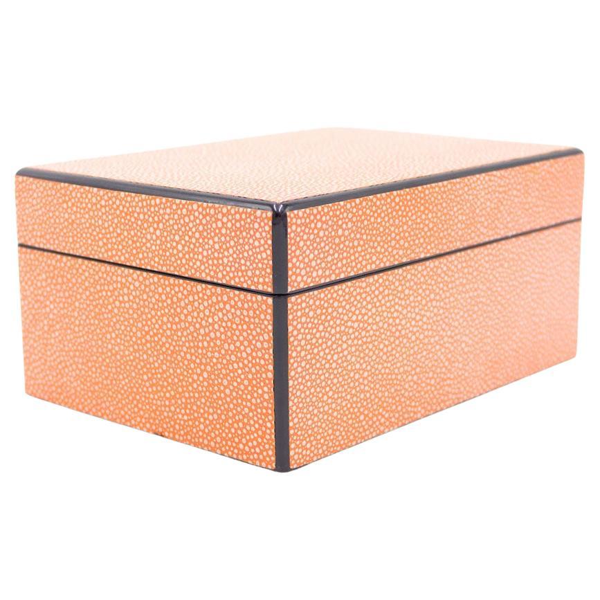 Rectangular Orange Shagreen Box For Sale