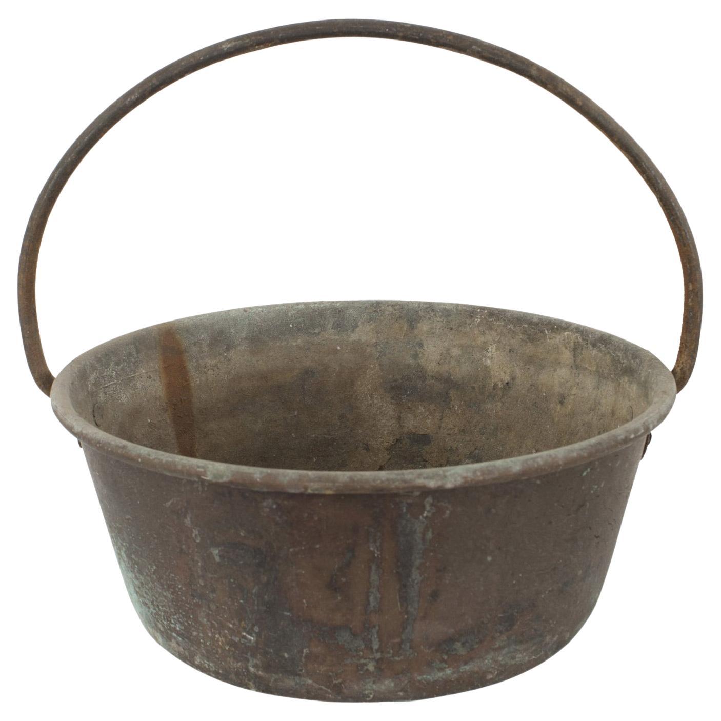 19th Century American Country-Style Brass Cauldron, British Colonial