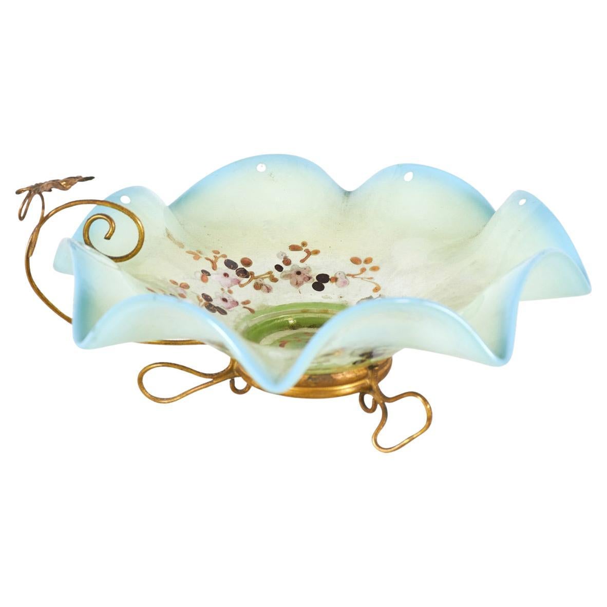 Bonbonnière victorienne française en opaline bleue en vente